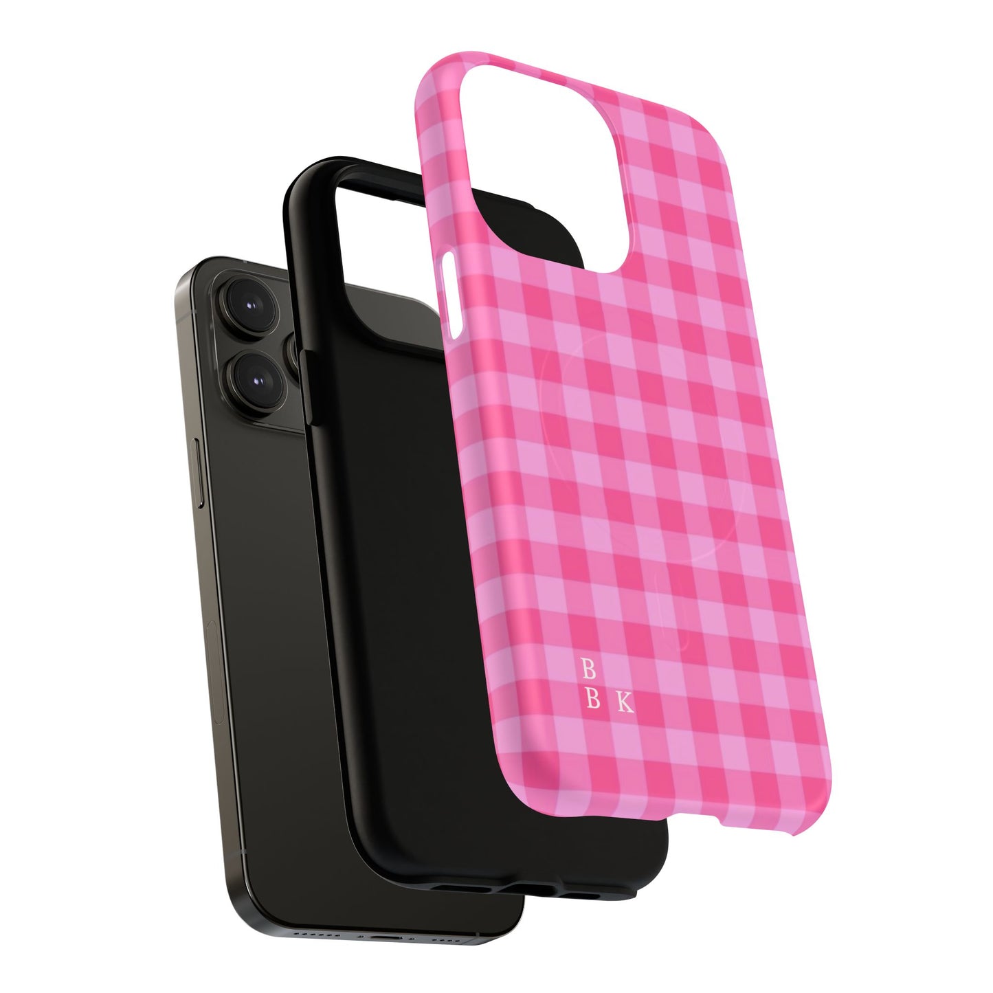 Pink Gingham Tough Magnetic Phone Case – Durable Checkered Design