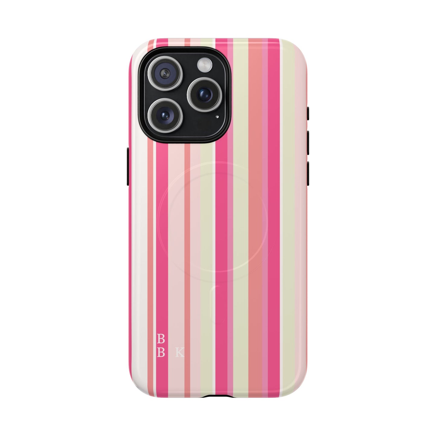 Magnetic Tough Case — Pink Striped Phone Cover (MagSafe Compatible)