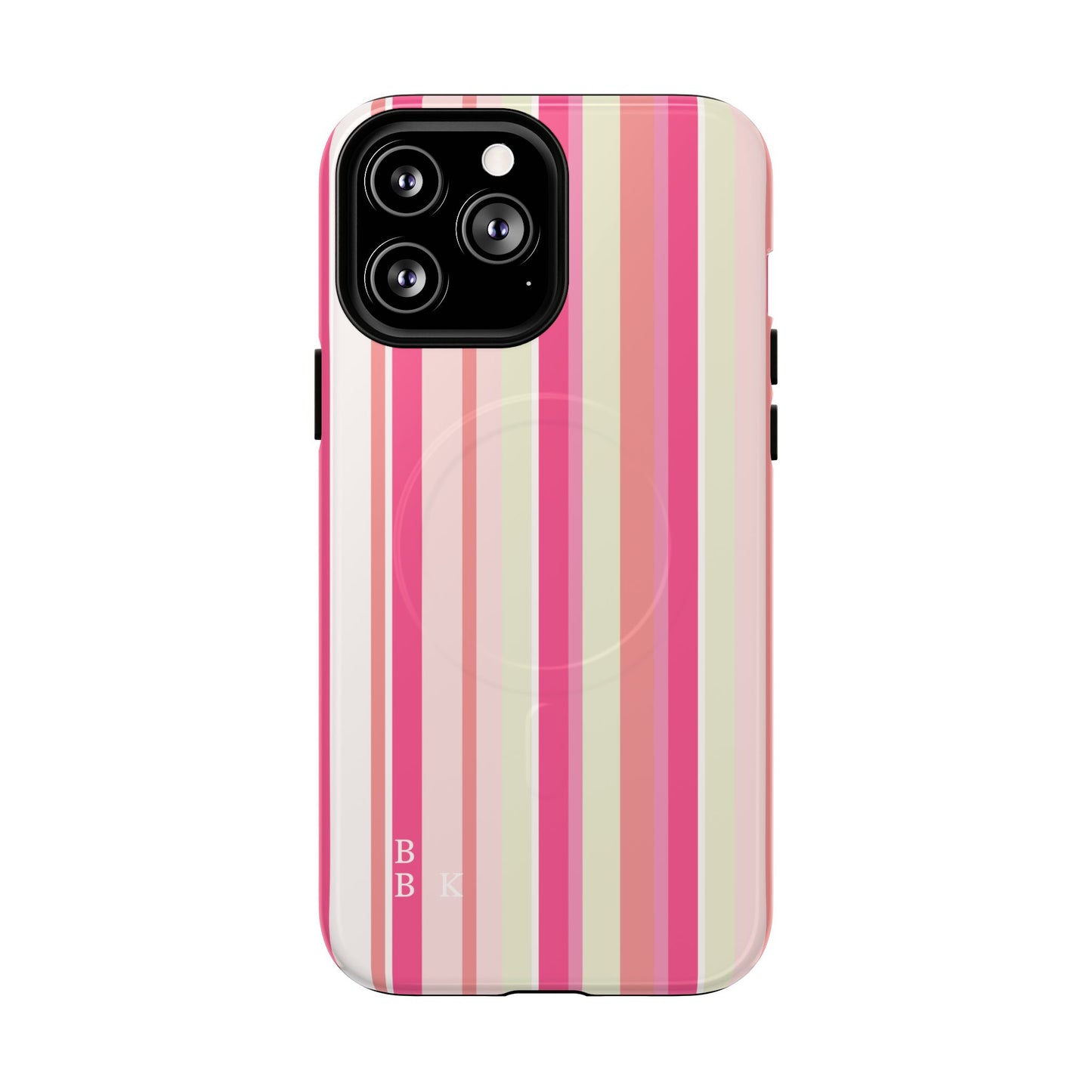 Magnetic Tough Case — Pink Striped Phone Cover (MagSafe Compatible)