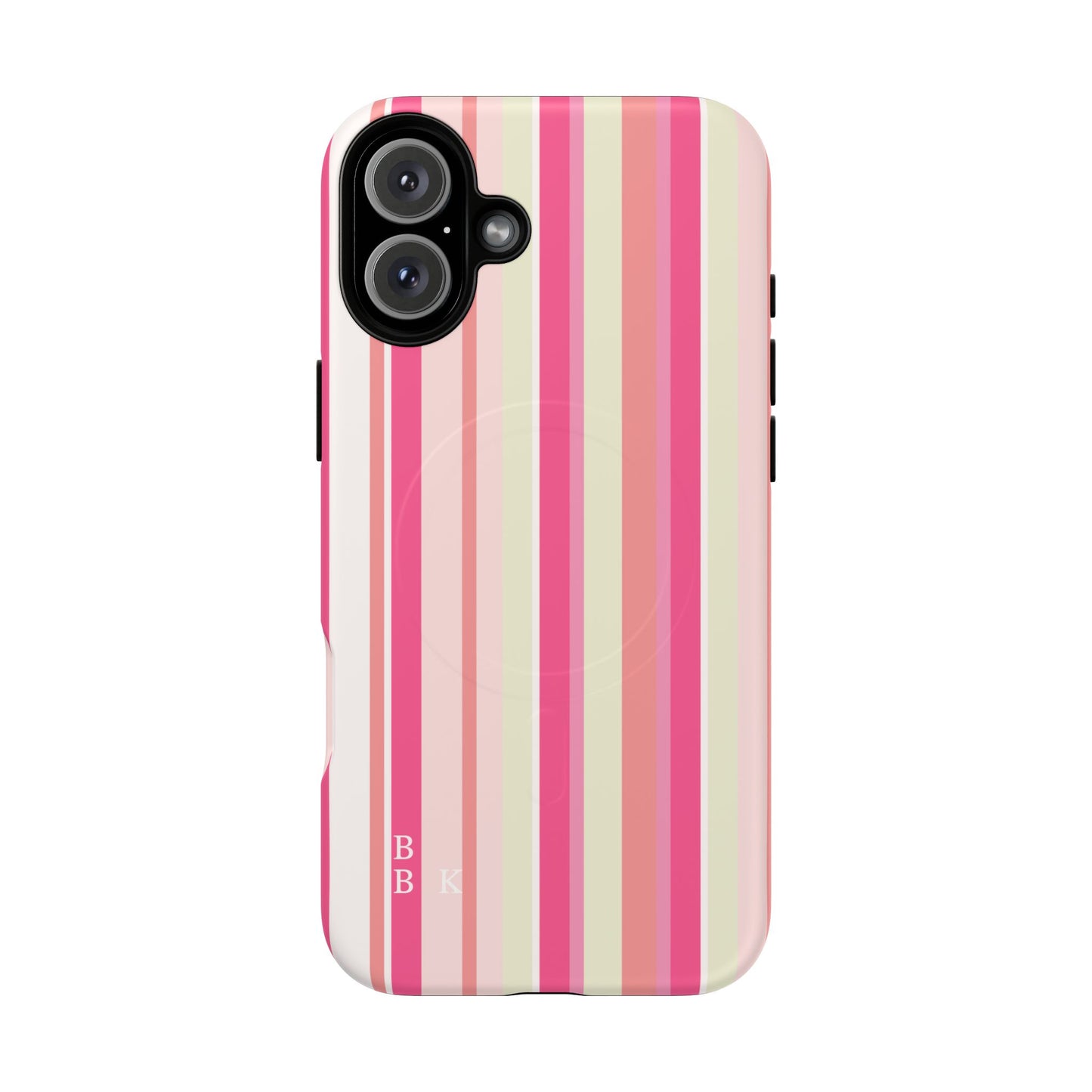 Magnetic Tough Case — Pink Striped Phone Cover (MagSafe Compatible)
