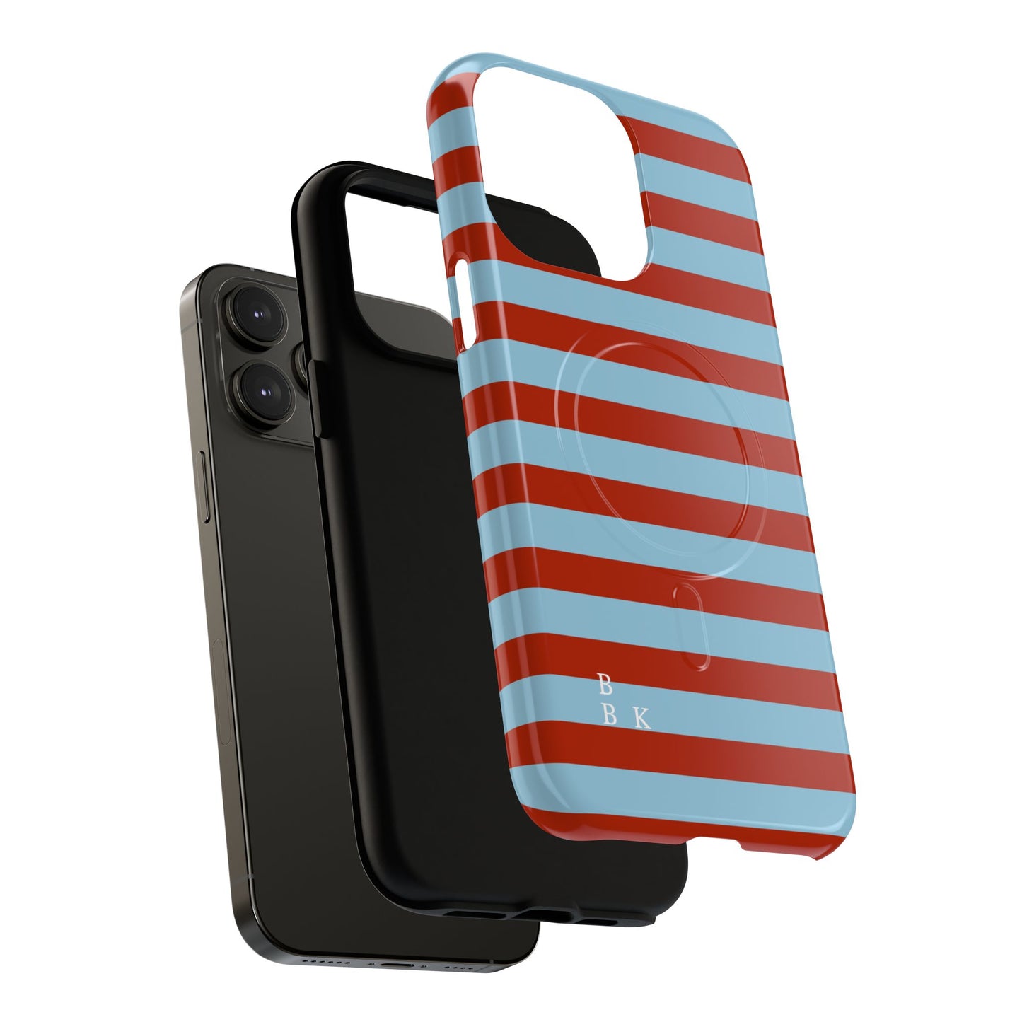 Striped Tough Magnetic Phone Case — Retro Red & Sky Blue