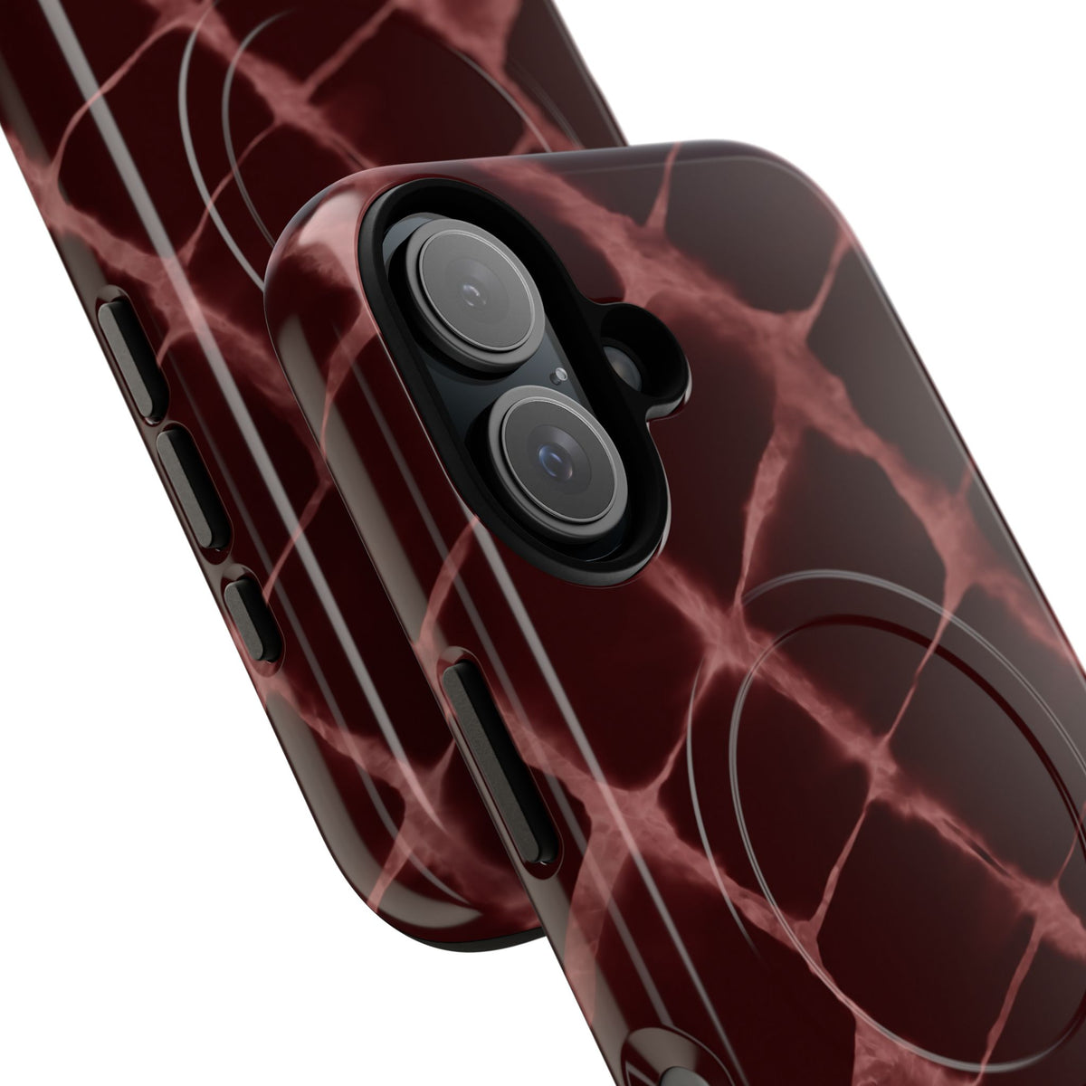 Magnetic Phone Case — Burgundy Marble Tough Protective Cover