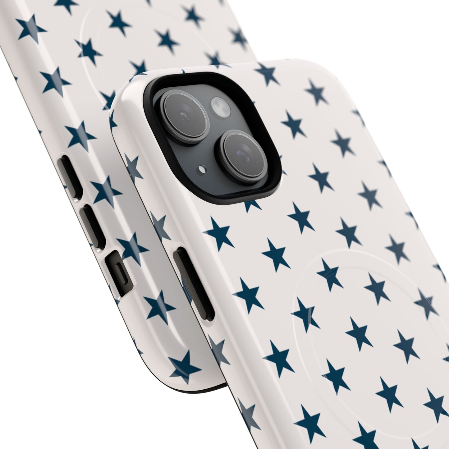 Star Pattern Tough Magnetic Phone Case — Navy Stars on White