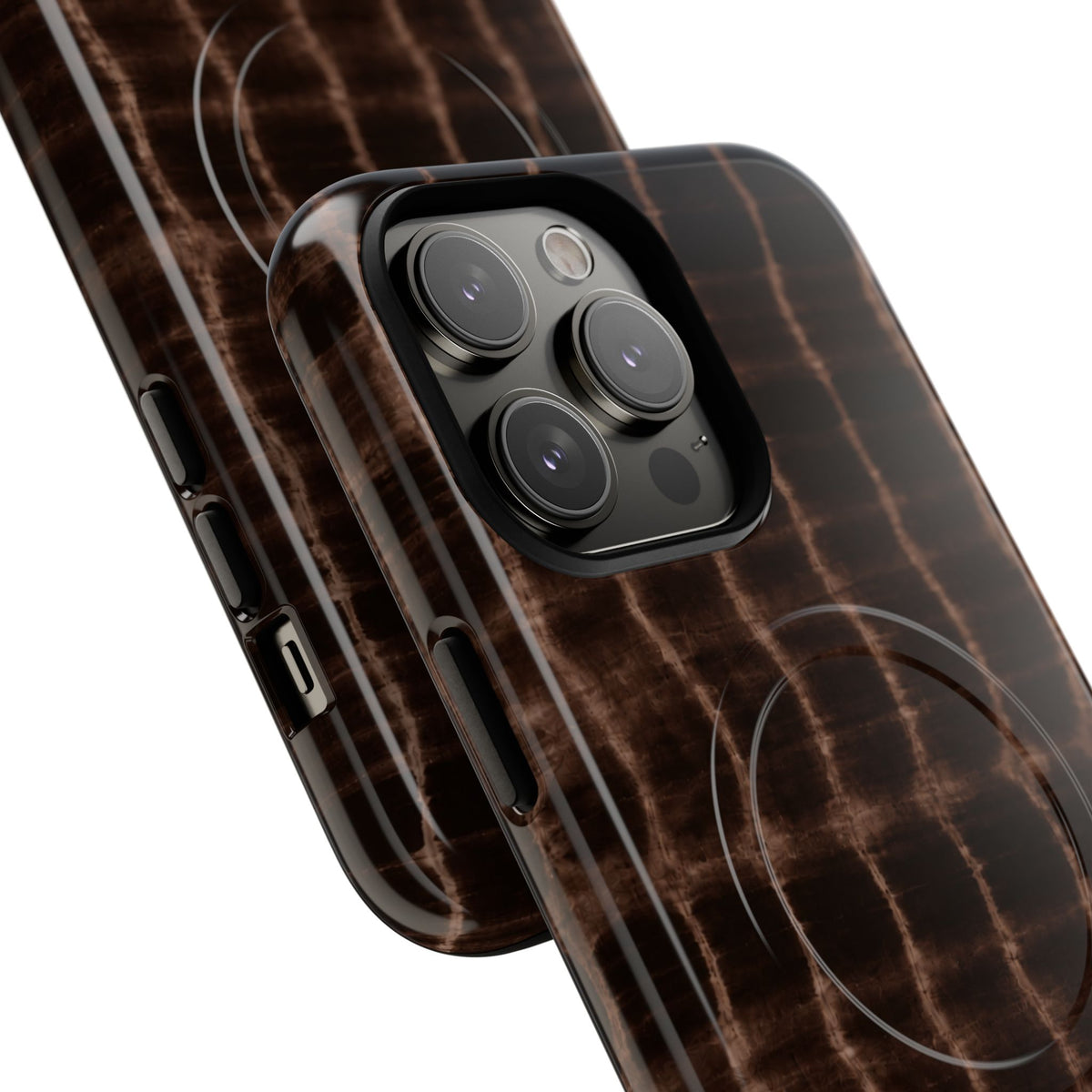 MagSafe Phone Case — Brown Croc Pattern Tough Magnetic Case