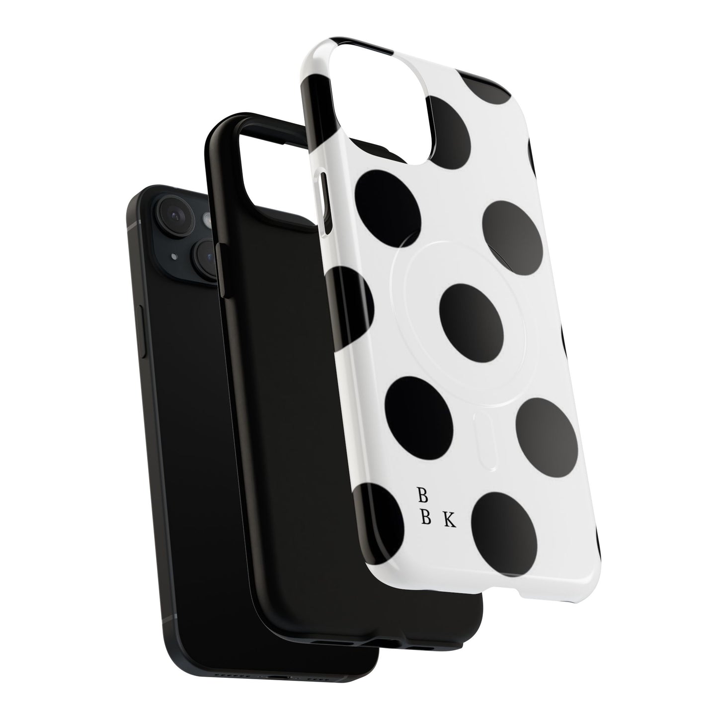 Polka Dot Magnetic Phone Case — Black & White Retro Dot Tough Case