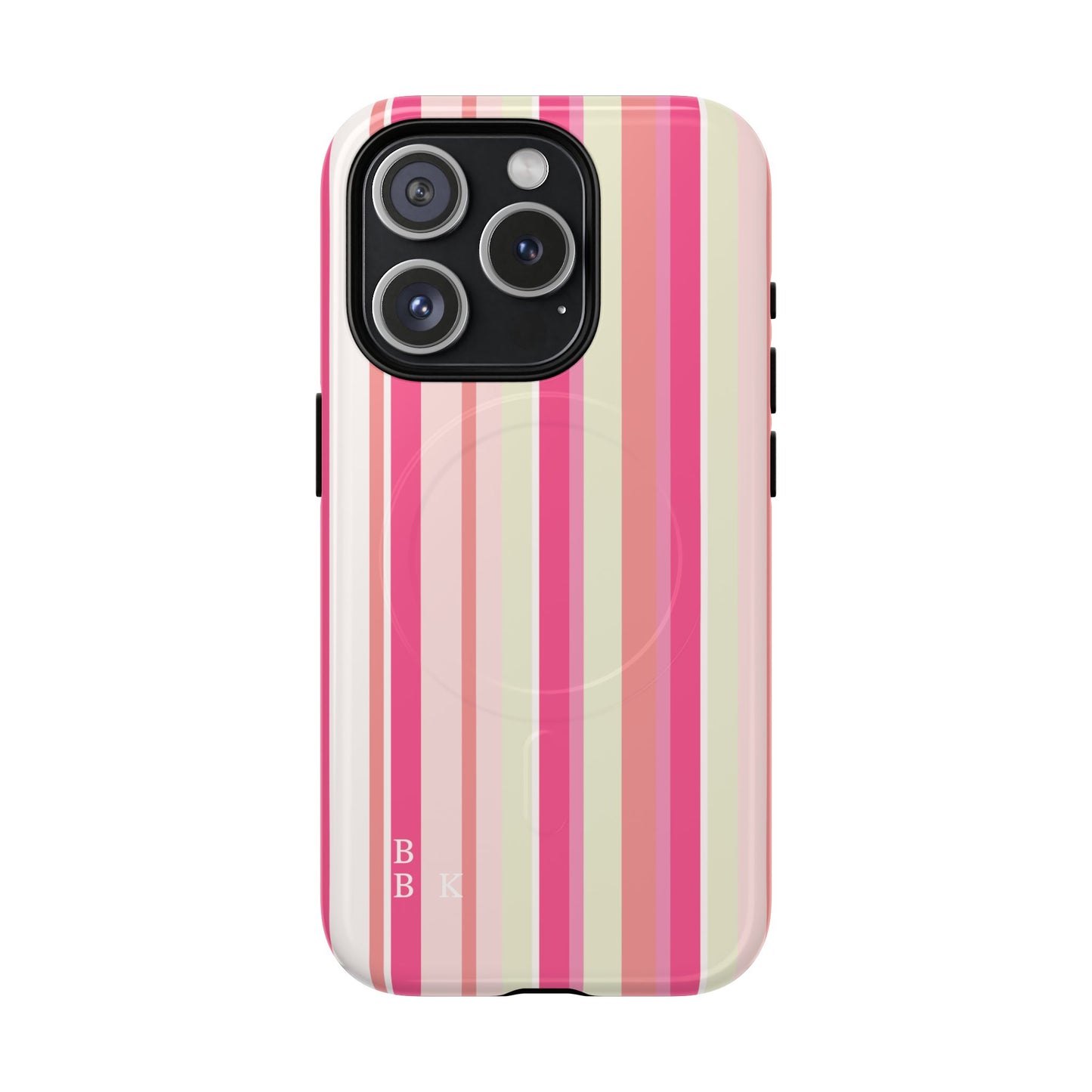Magnetic Tough Case — Pink Striped Phone Cover (MagSafe Compatible)