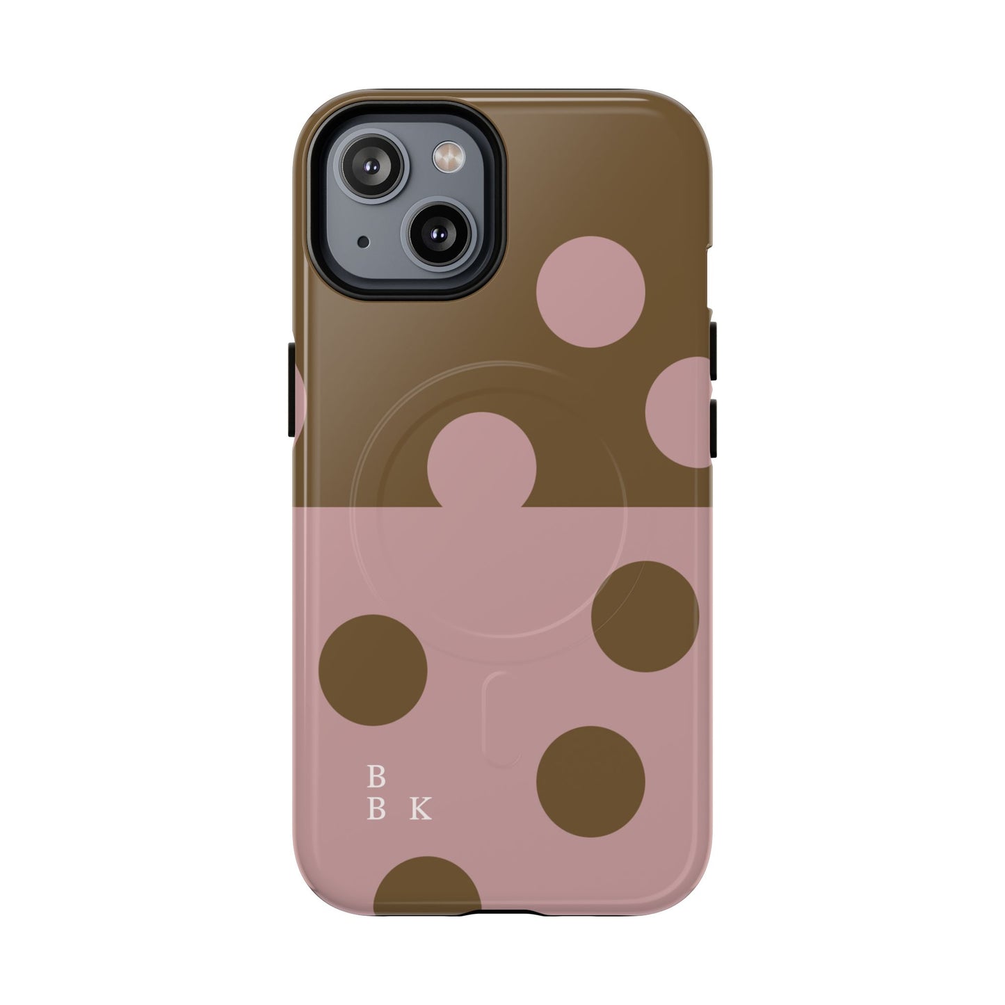 Pink + Yellow Polka Dot Magnetic Tough Case — Protective Magnetic Phone Case with 'BBK' Accent