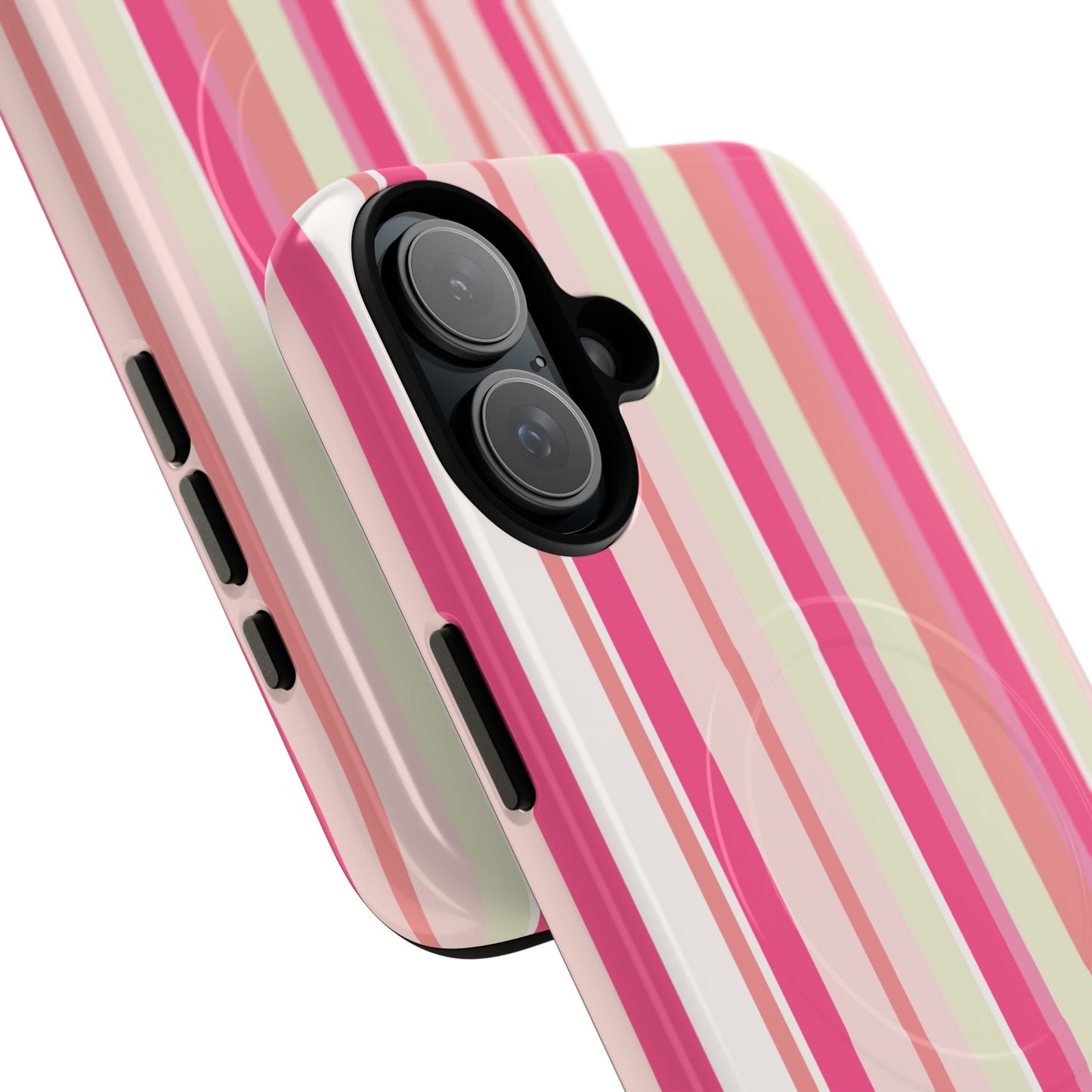 Magnetic Tough Case — Pink Striped Phone Cover (MagSafe Compatible)