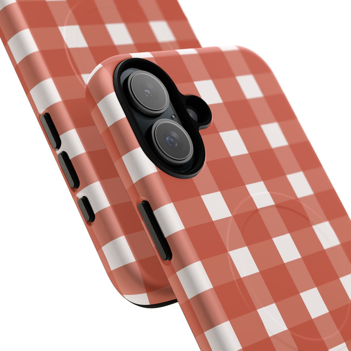 Burnt Orange Gingham Tough Magnetic Phone Case — Plaid Protective iPhone Cover