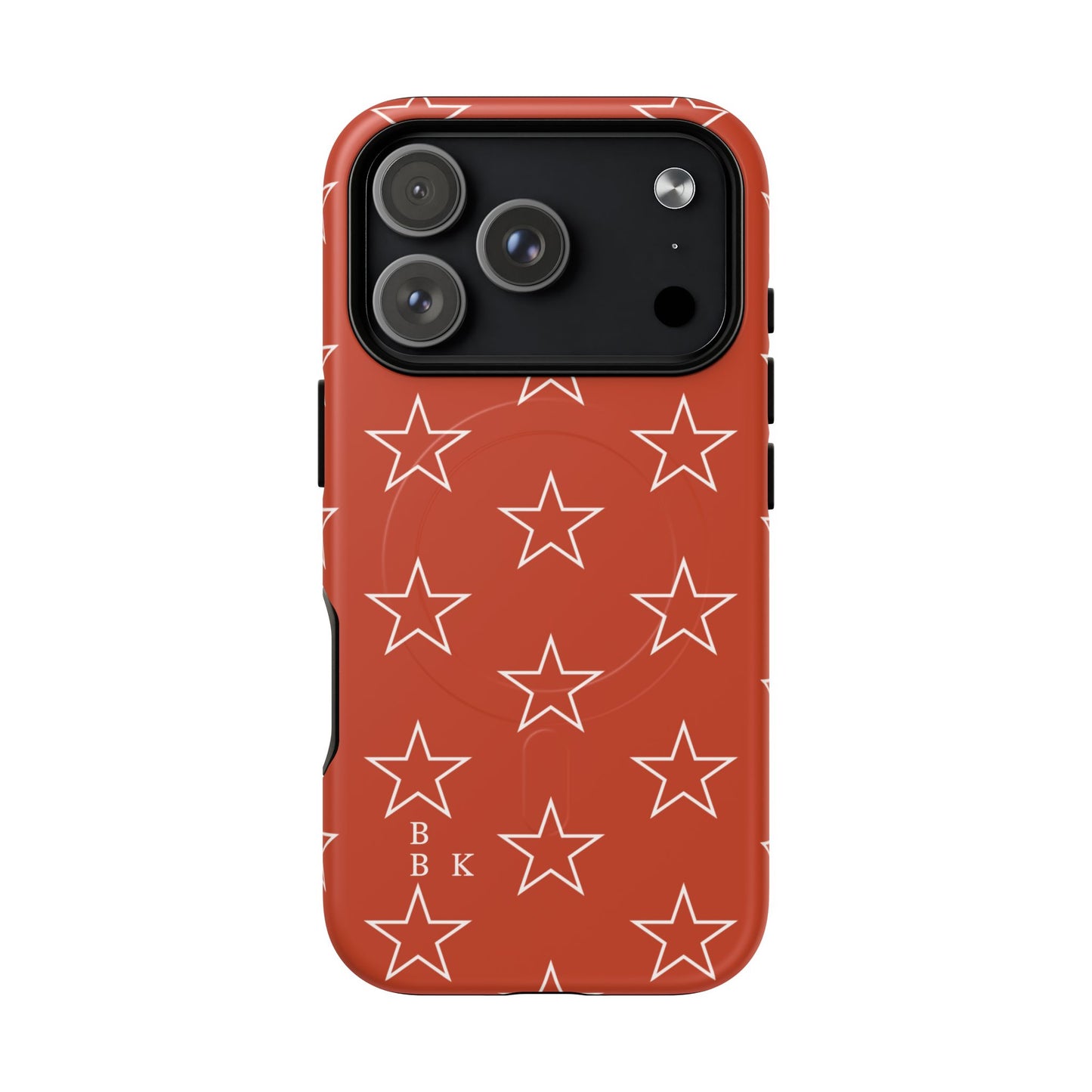 Star Pattern Tough Magnetic Phone Case — Rust Red Protective iPhone Cover