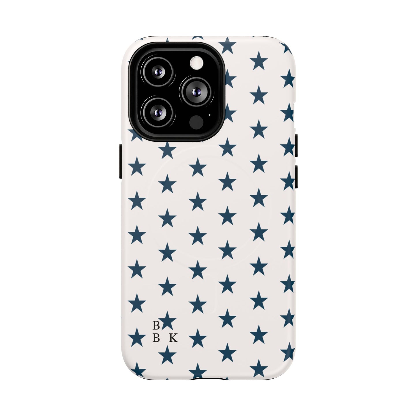Star Pattern Tough Magnetic Phone Case — Navy Stars on White