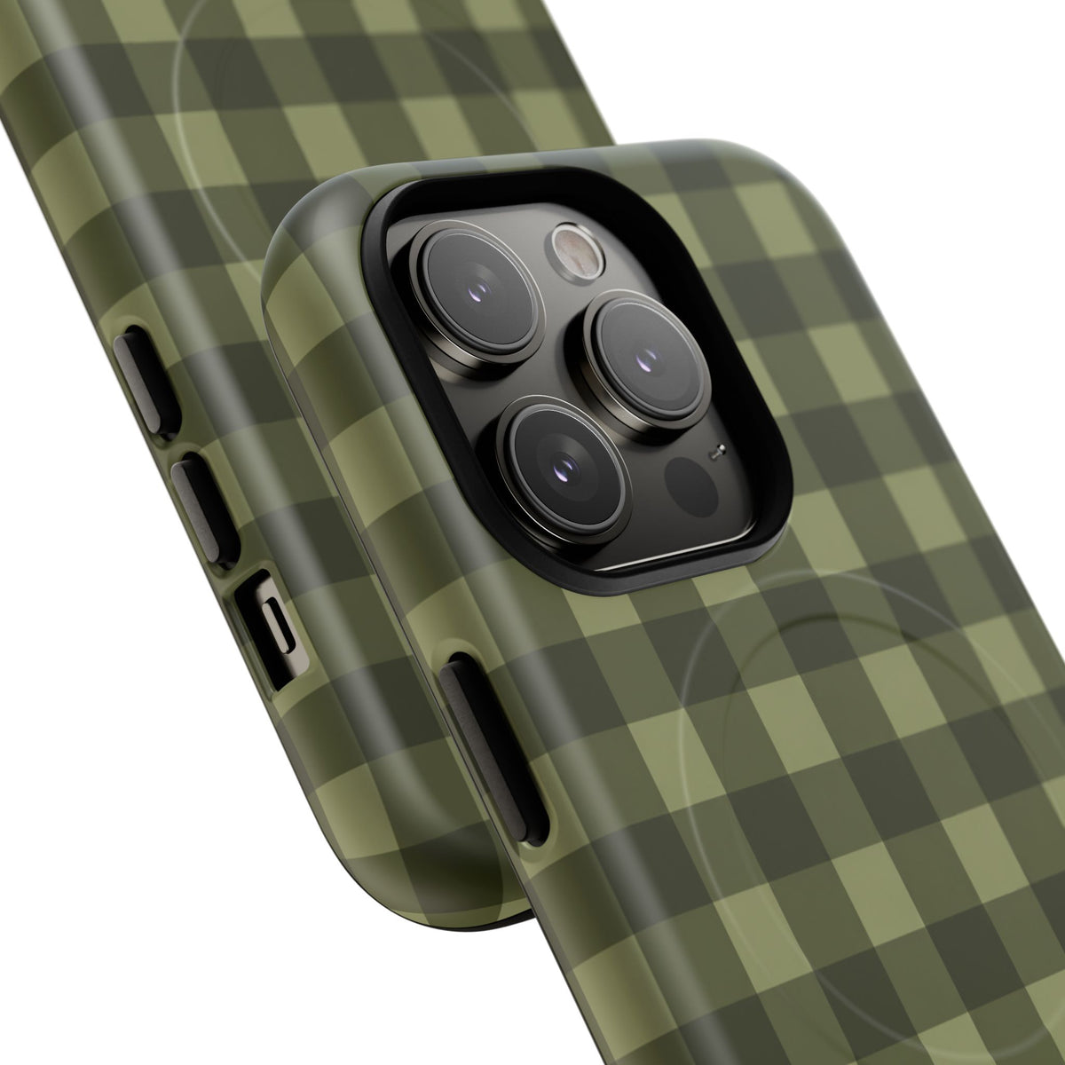 Green Buffalo Plaid Magnetic Phone Case — Tough Protective MagSafe-Compatible Case