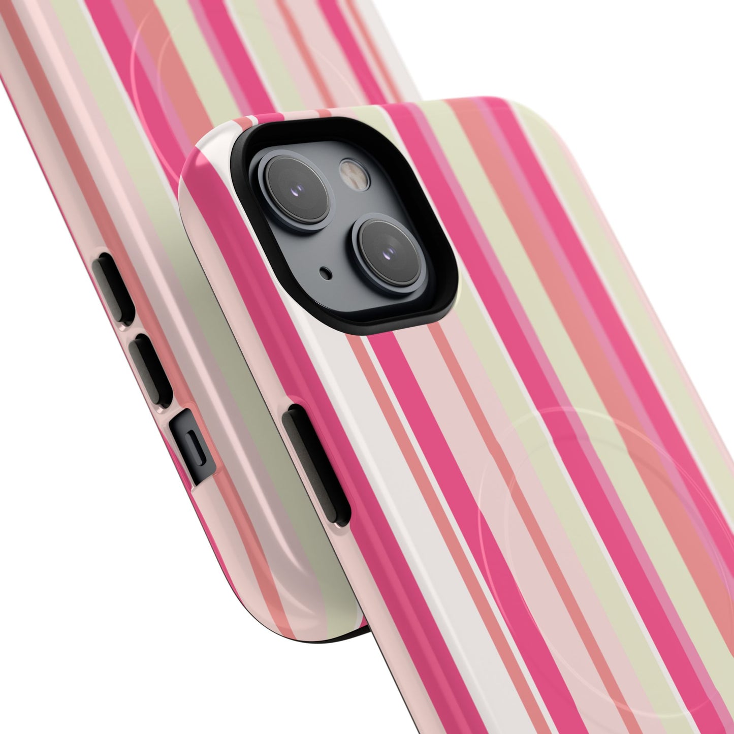 Magnetic Tough Case — Pink Striped Phone Cover (MagSafe Compatible)