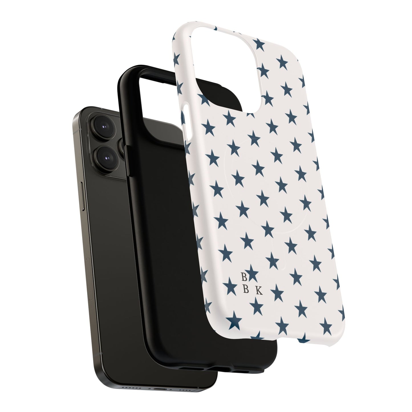 Star Pattern Tough Magnetic Phone Case — Navy Stars on White