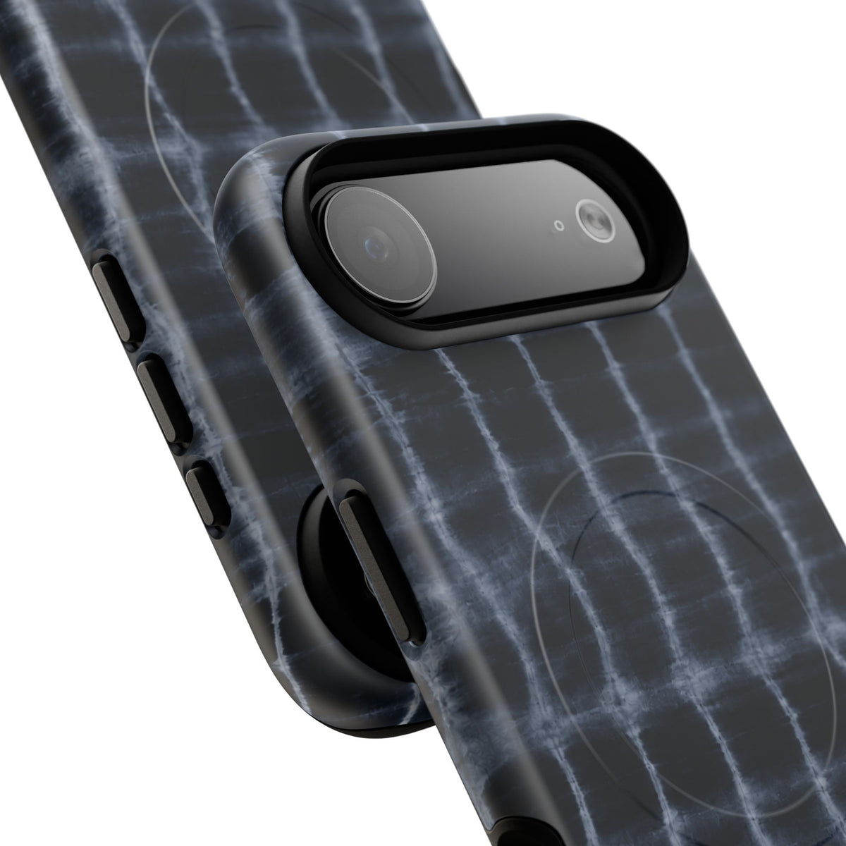 Magnetic Phone Case — Black Tie-Dye Tough Protective Cover with MagSafe