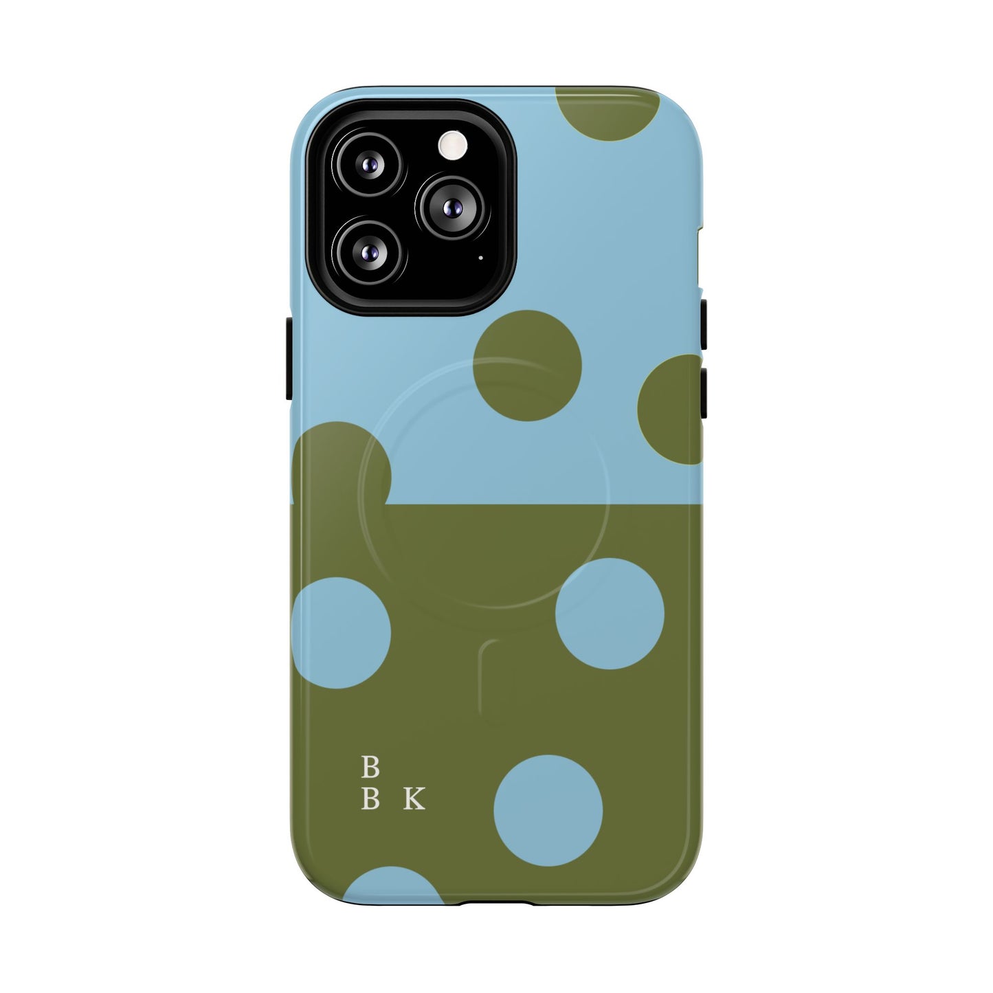 Polka Dot Magnetic Phone Case — Blue & Olive Protective Snap-On Cover