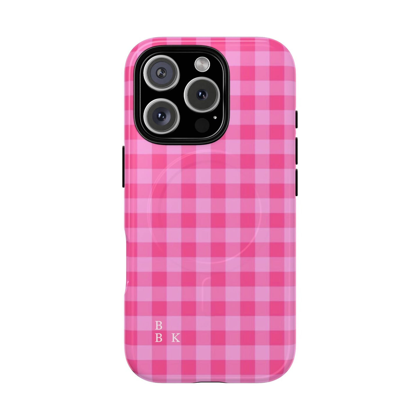 Pink Gingham Tough Magnetic Phone Case – Durable Checkered Design