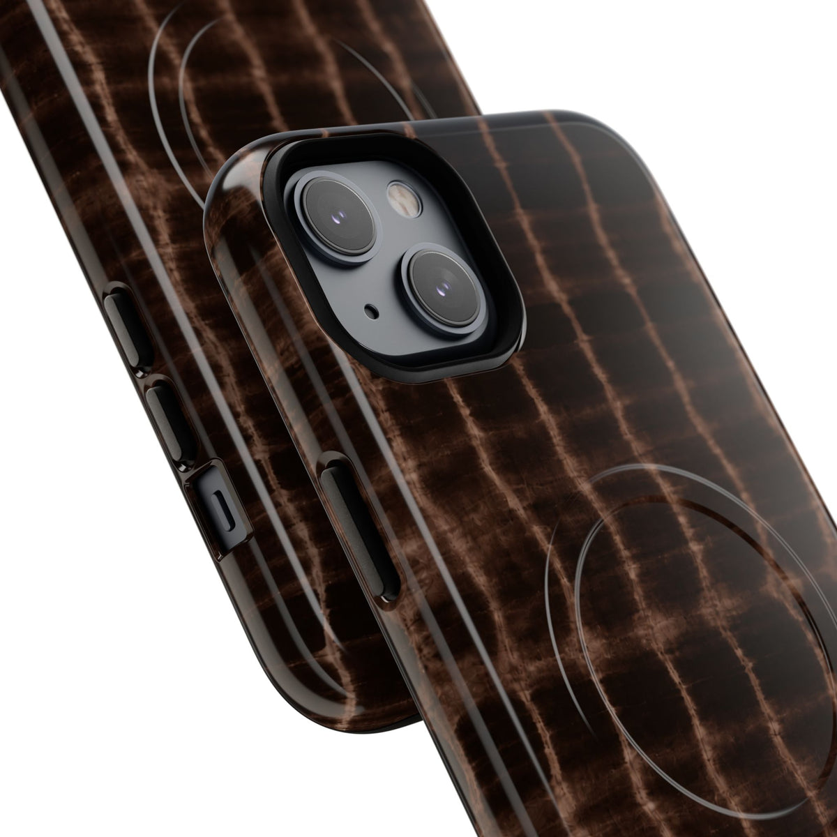 MagSafe Phone Case — Brown Croc Pattern Tough Magnetic Case