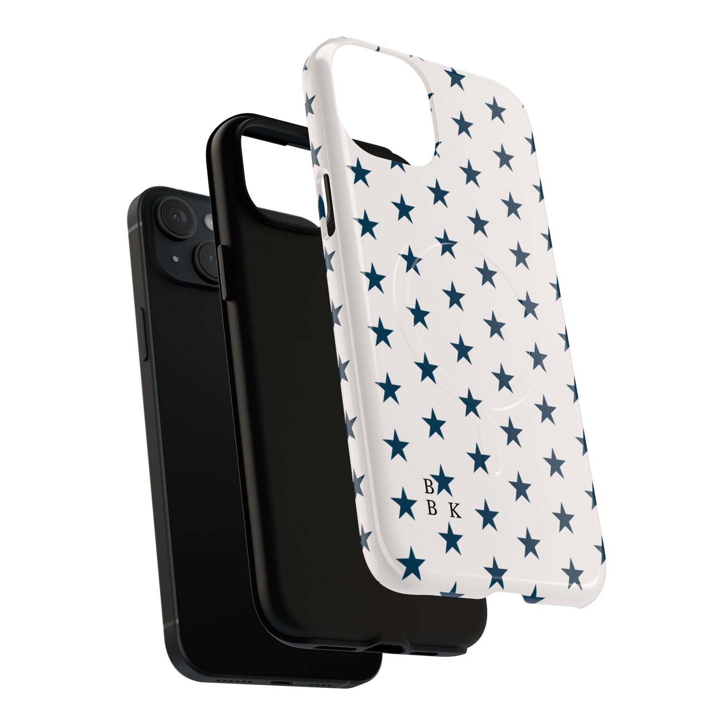 Star Pattern Tough Magnetic Phone Case — Navy Stars on White