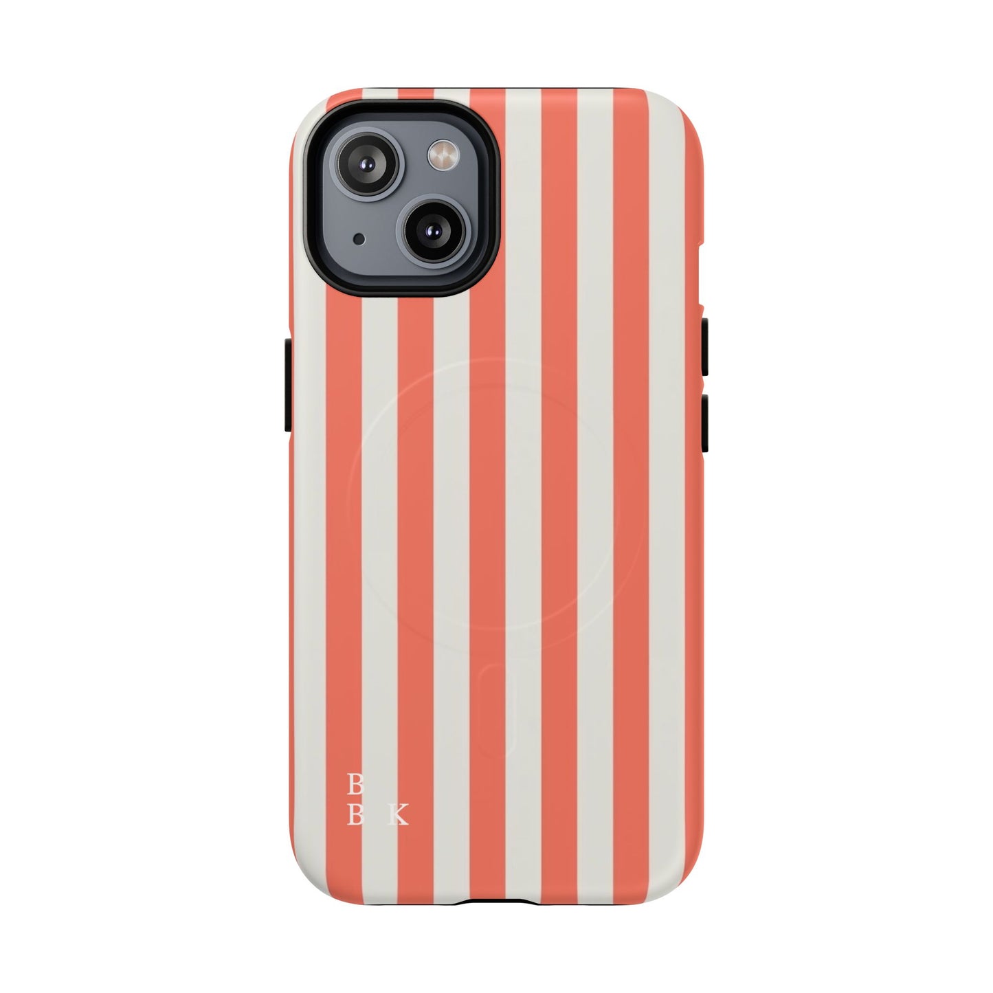 Striped Coral Magnetic Phone Case — Slim Protective Case with Vertical Red-White Stripes
