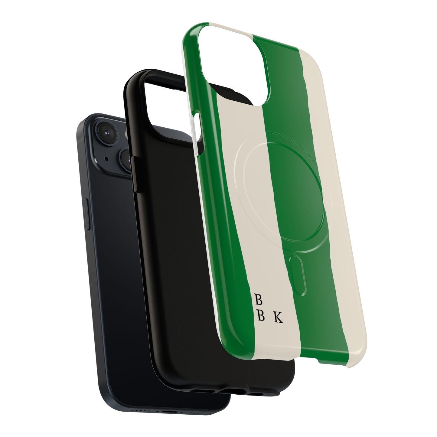 Green Stripe Tough Magnetic Phone Case — Custom Monogram BBK