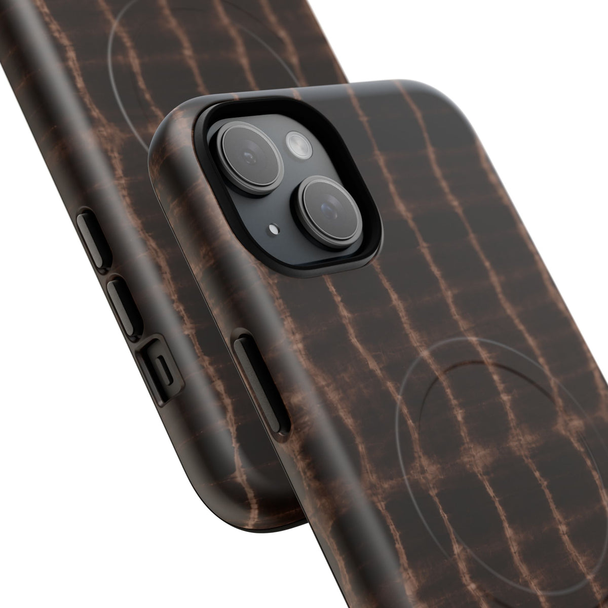 MagSafe Phone Case — Brown Croc Pattern Tough Magnetic Case