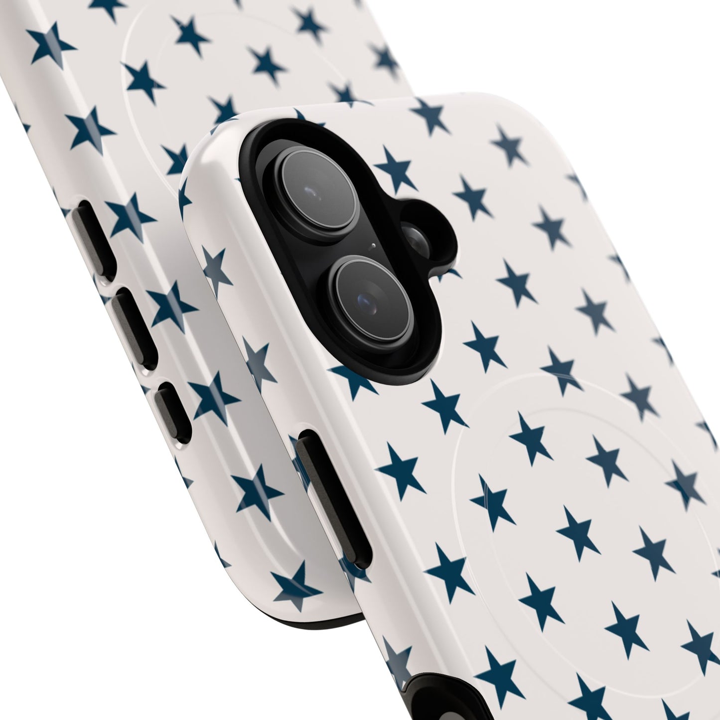 Star Pattern Tough Magnetic Phone Case — Navy Stars on White