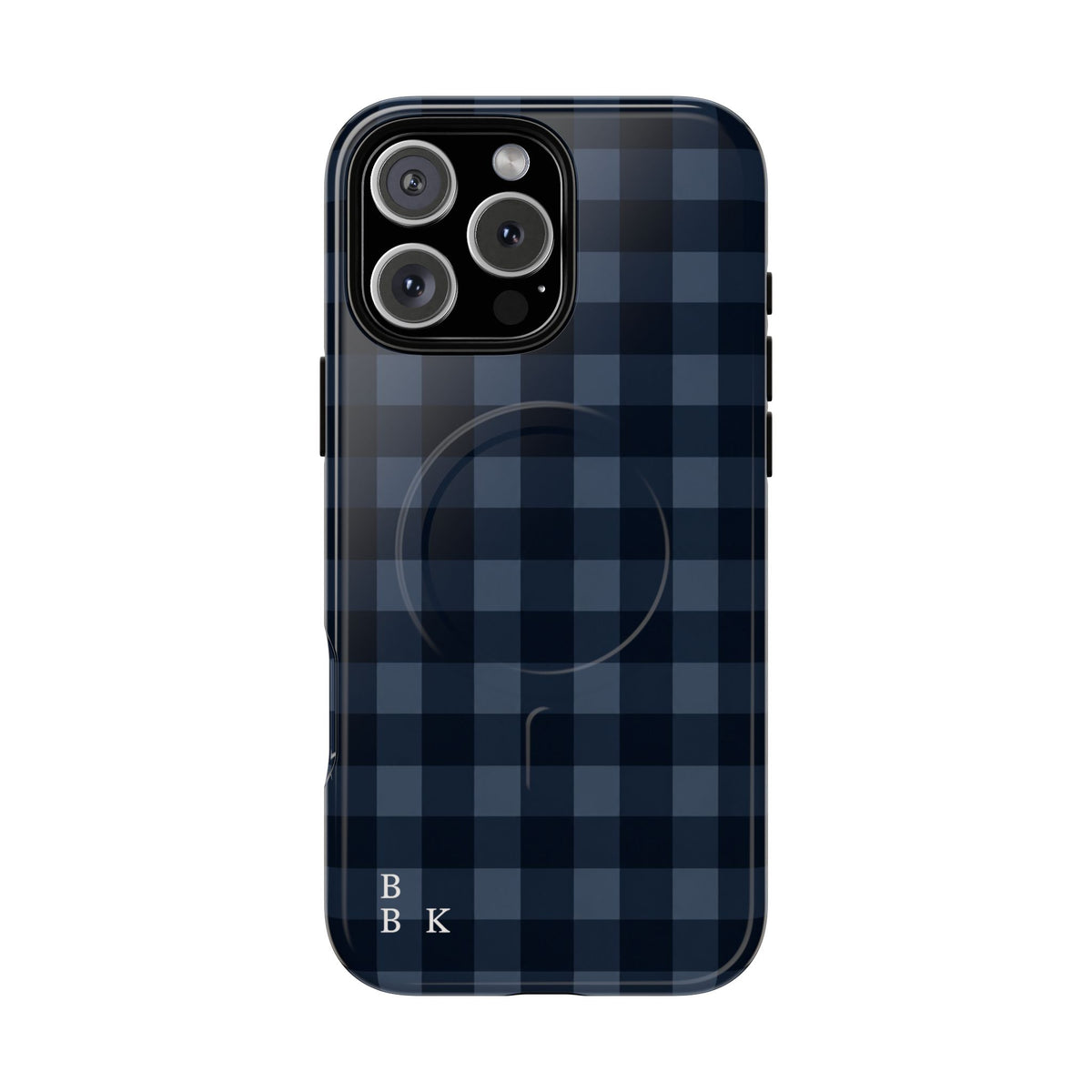 Plaid Magnetic Phone Case — Navy Buffalo Check Tough MagSafe-Compatible Case