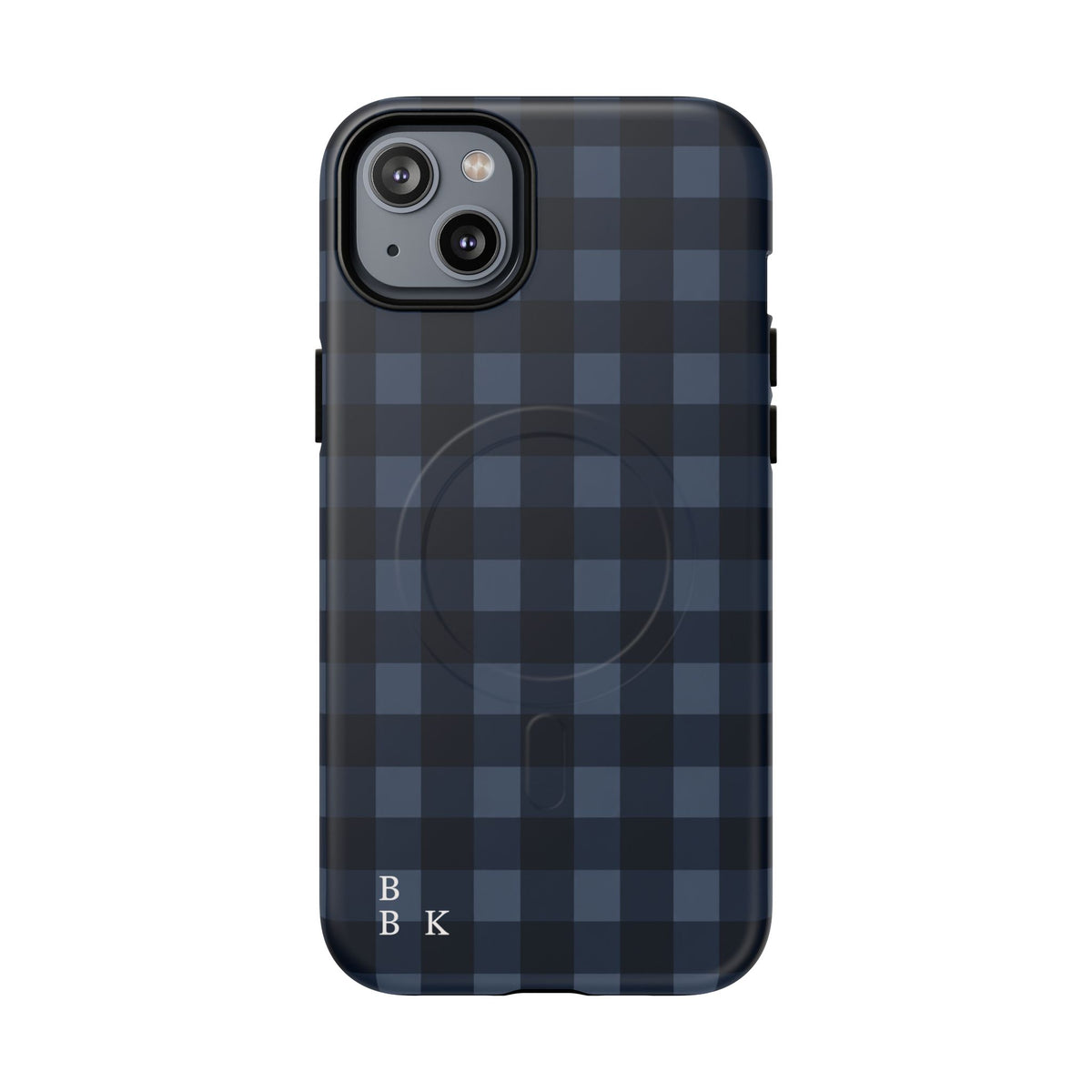 Plaid Magnetic Phone Case — Navy Buffalo Check Tough MagSafe-Compatible Case