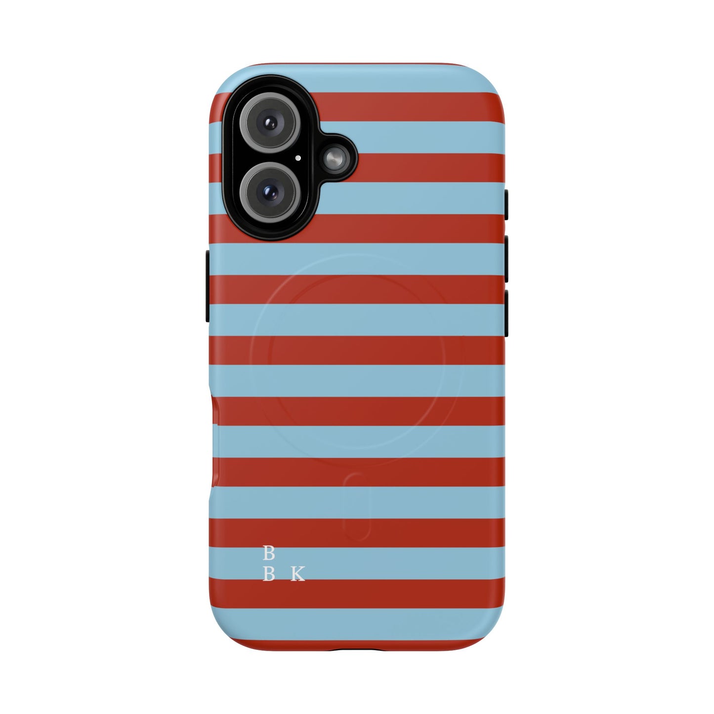 Striped Tough Magnetic Phone Case — Retro Red & Sky Blue