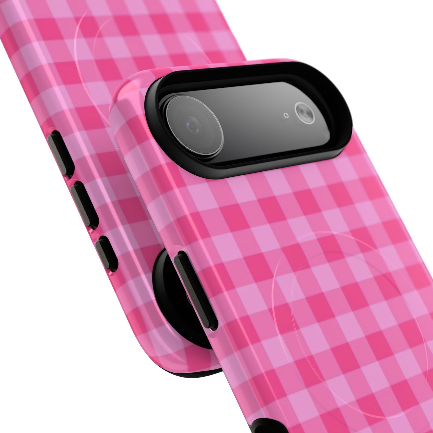 Pink Gingham Tough Magnetic Phone Case – Durable Checkered Design