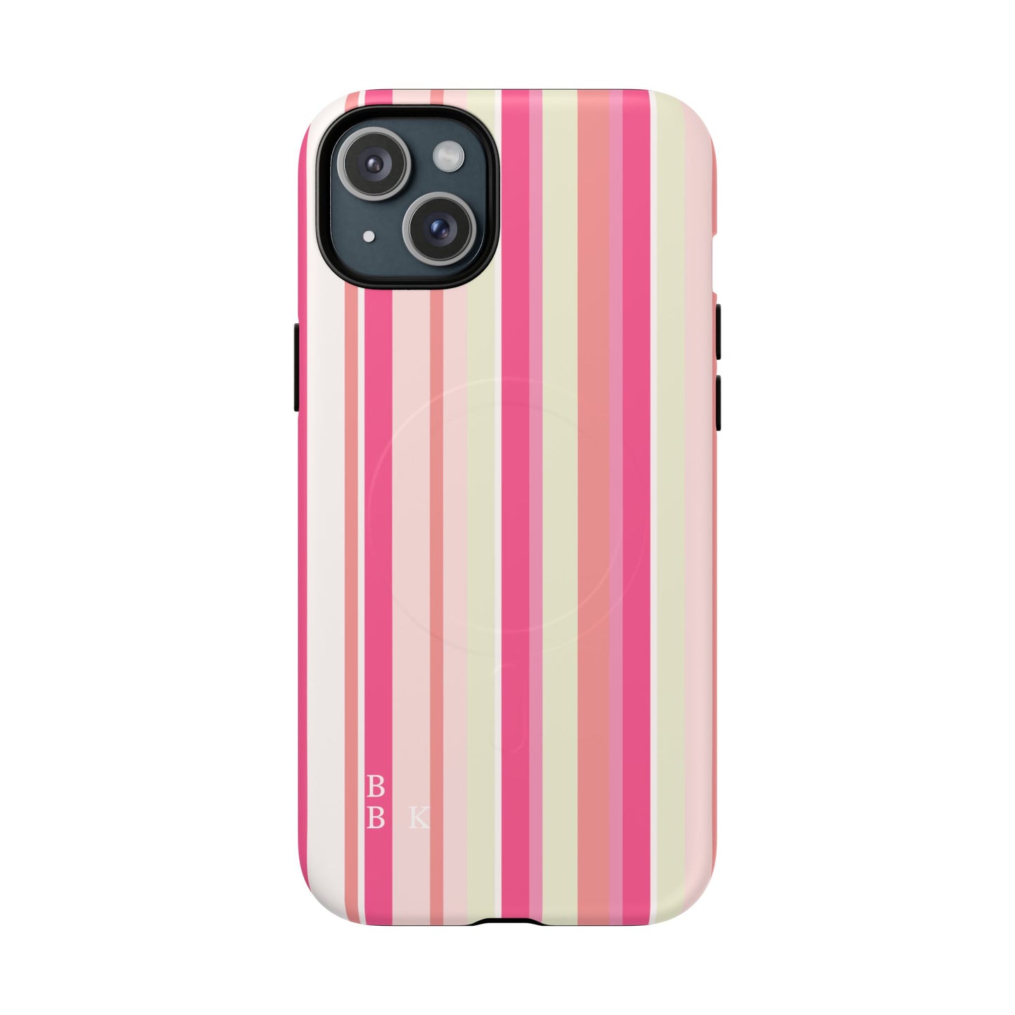 Magnetic Tough Case — Pink Striped Phone Cover (MagSafe Compatible)