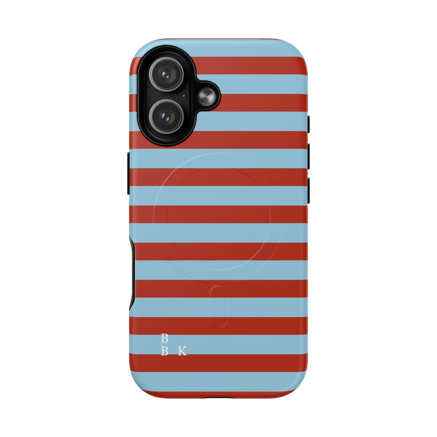 Striped Tough Magnetic Phone Case — Retro Red & Sky Blue