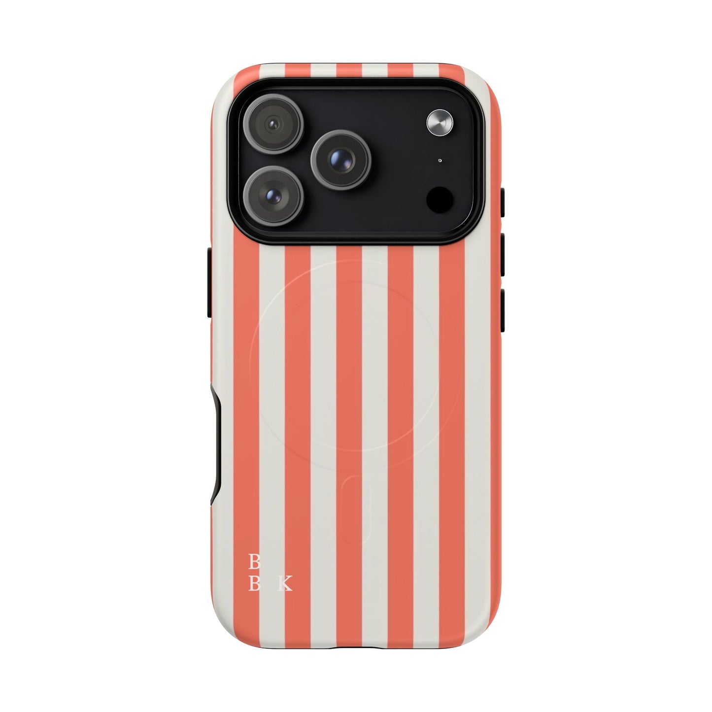 Striped Coral Magnetic Phone Case — Slim Protective Case with Vertical Red-White Stripes
