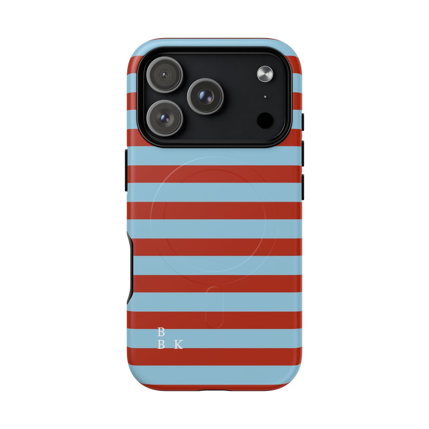 Striped Tough Magnetic Phone Case — Retro Red & Sky Blue