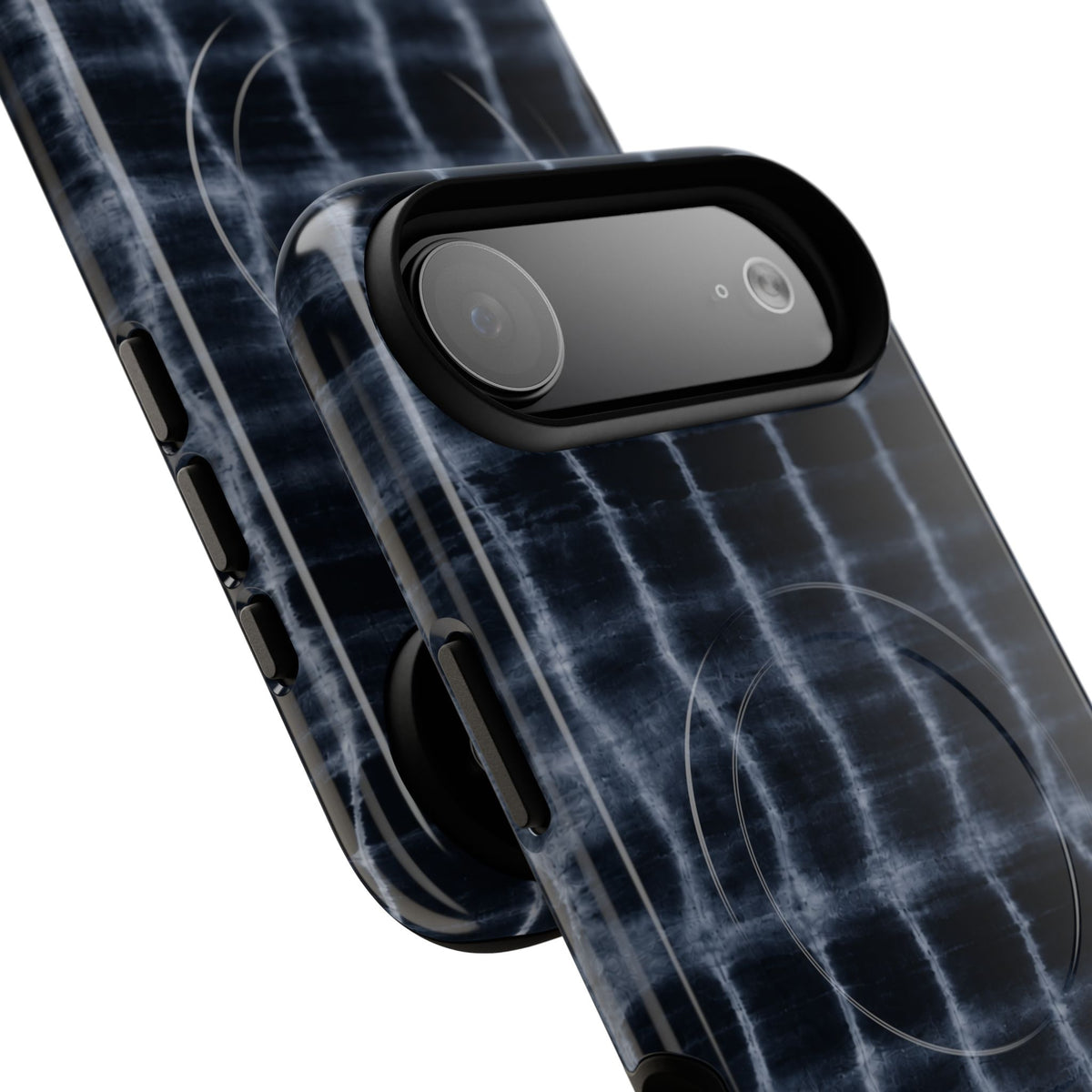 Magnetic Phone Case — Black Tie-Dye Tough Protective Cover with MagSafe