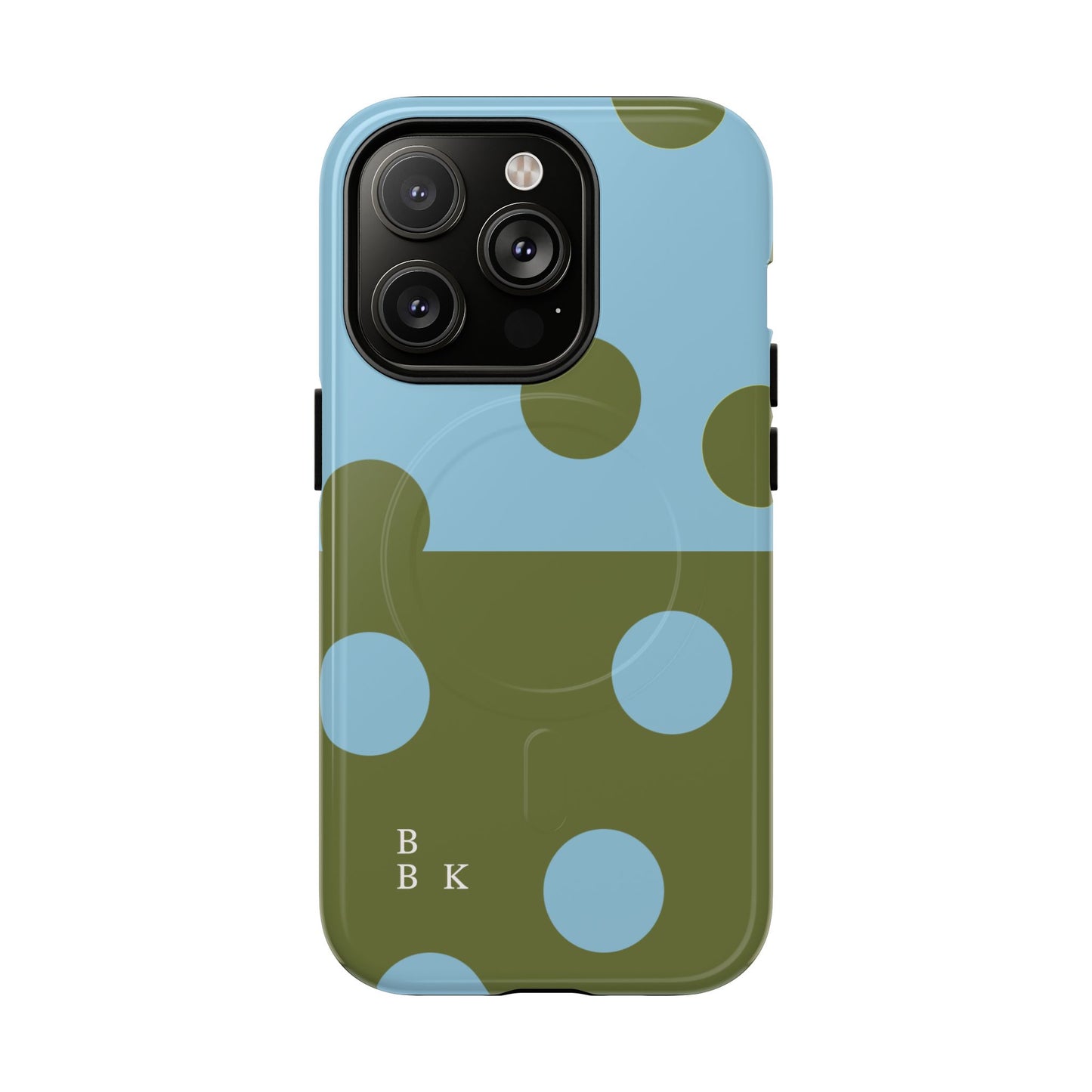 Polka Dot Magnetic Phone Case — Blue & Olive Protective Snap-On Cover