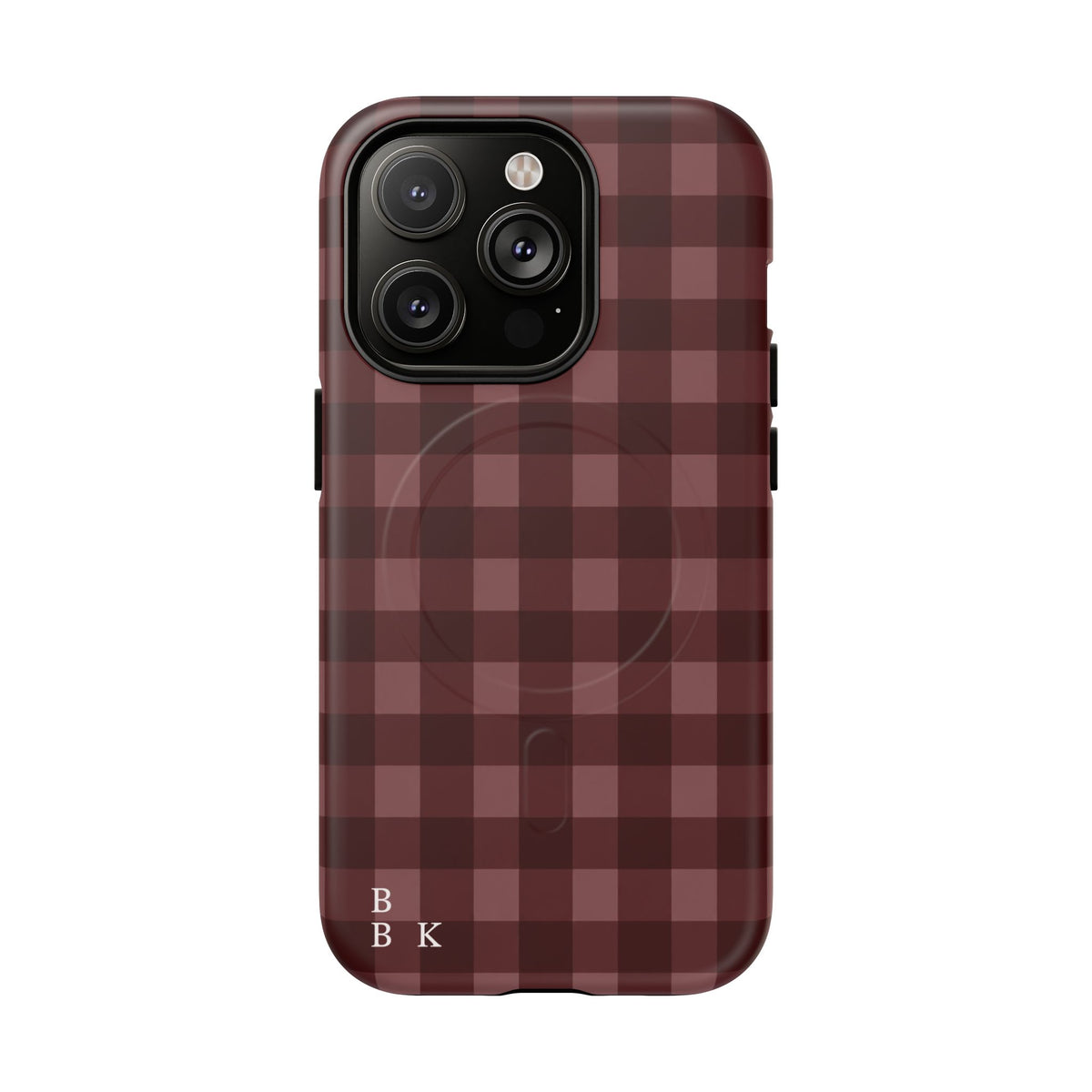 Plaid Magnetic Phone Case — Burgundy Buffalo Check Tough Protective Cover
