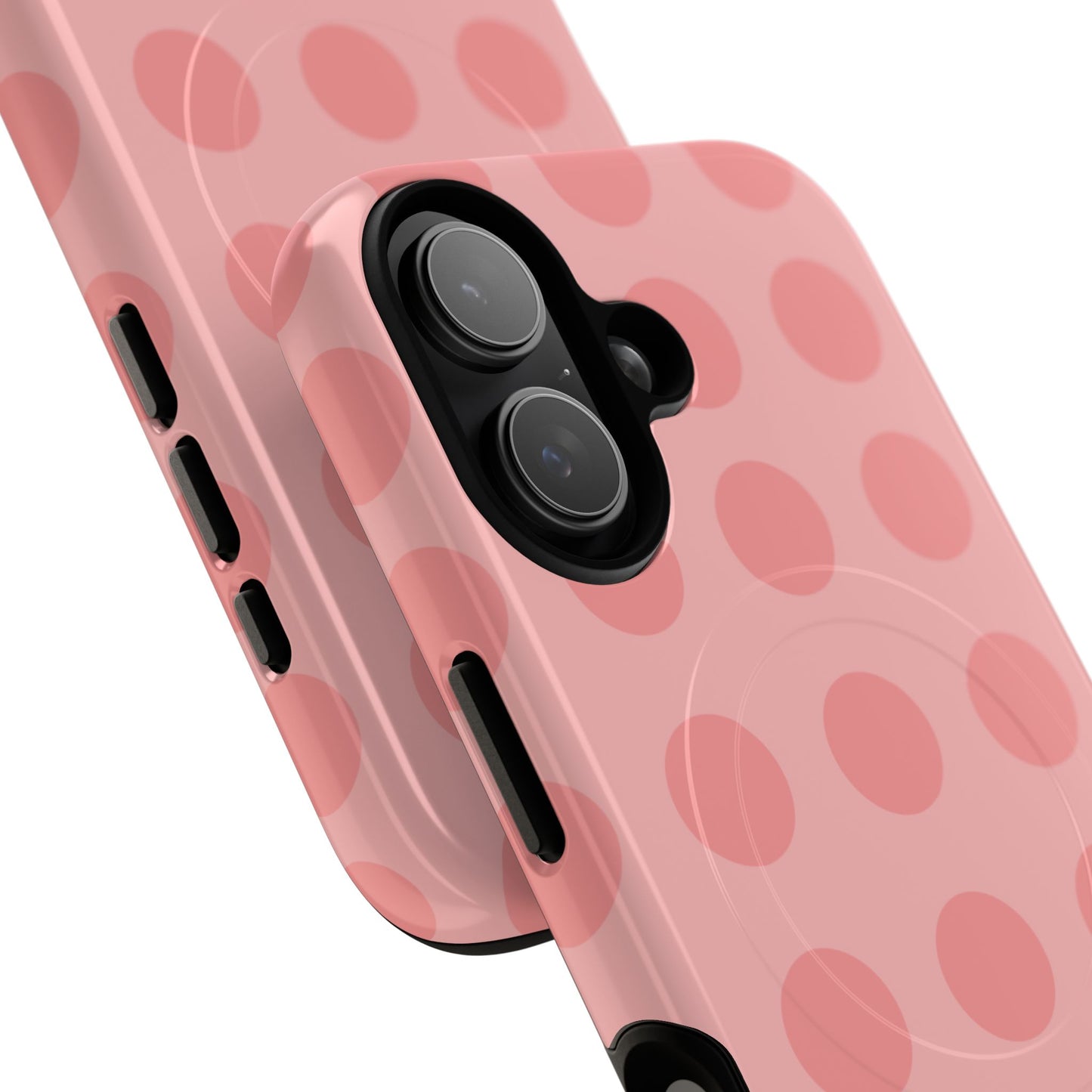 Magnetic Phone Case — Pink Polka Dot Tough Protective Cover