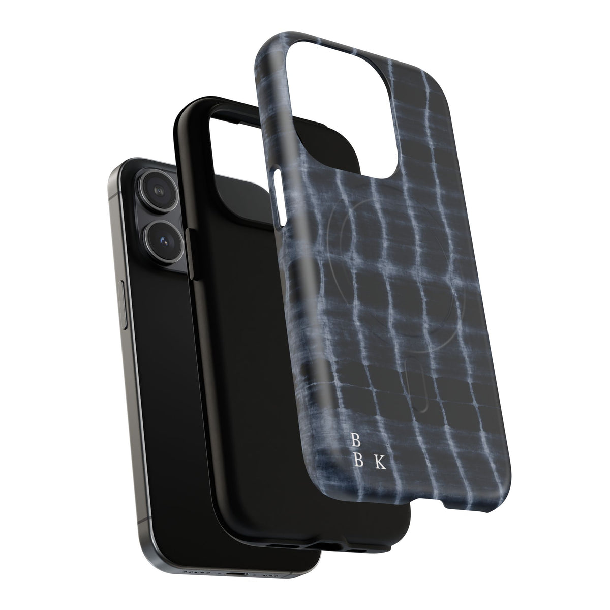 Magnetic Phone Case — Black Tie-Dye Tough Protective Cover with MagSafe