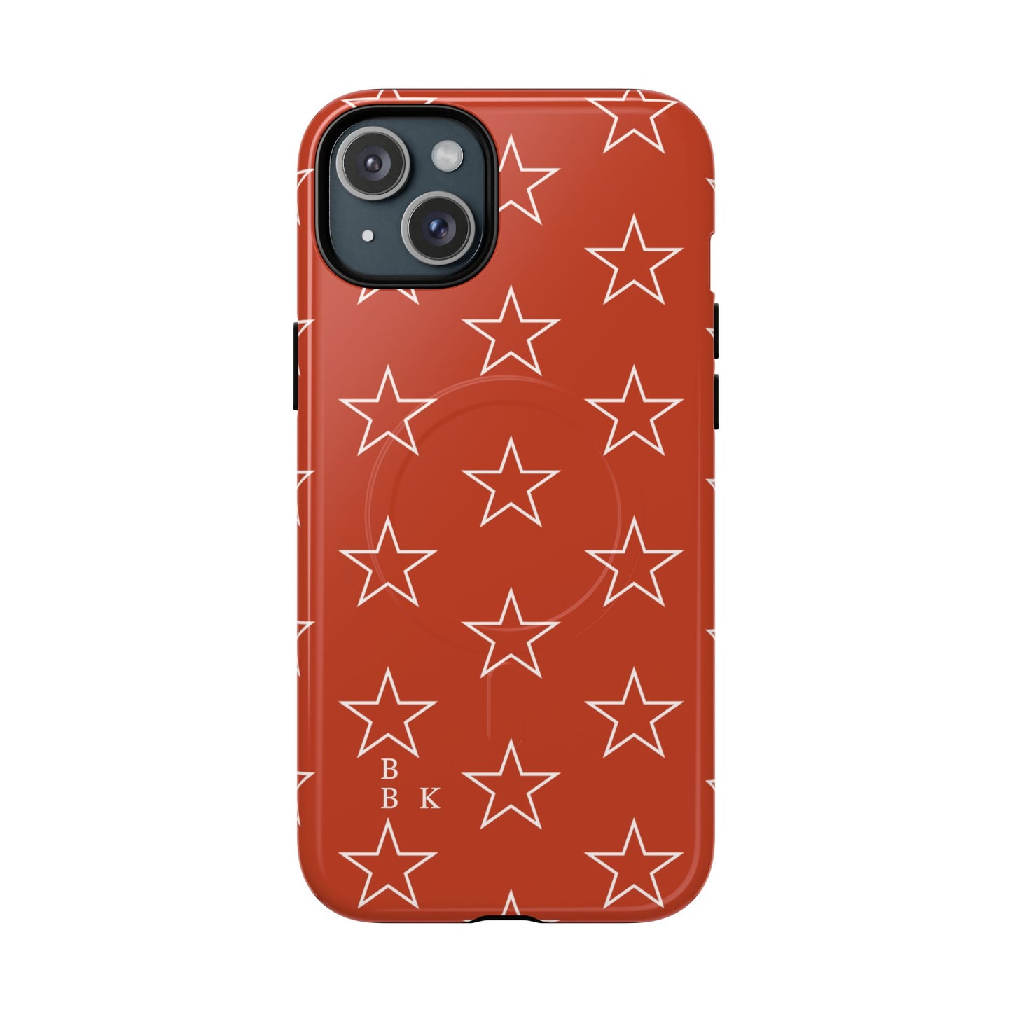 Star Pattern Tough Magnetic Phone Case — Rust Red Protective iPhone Cover