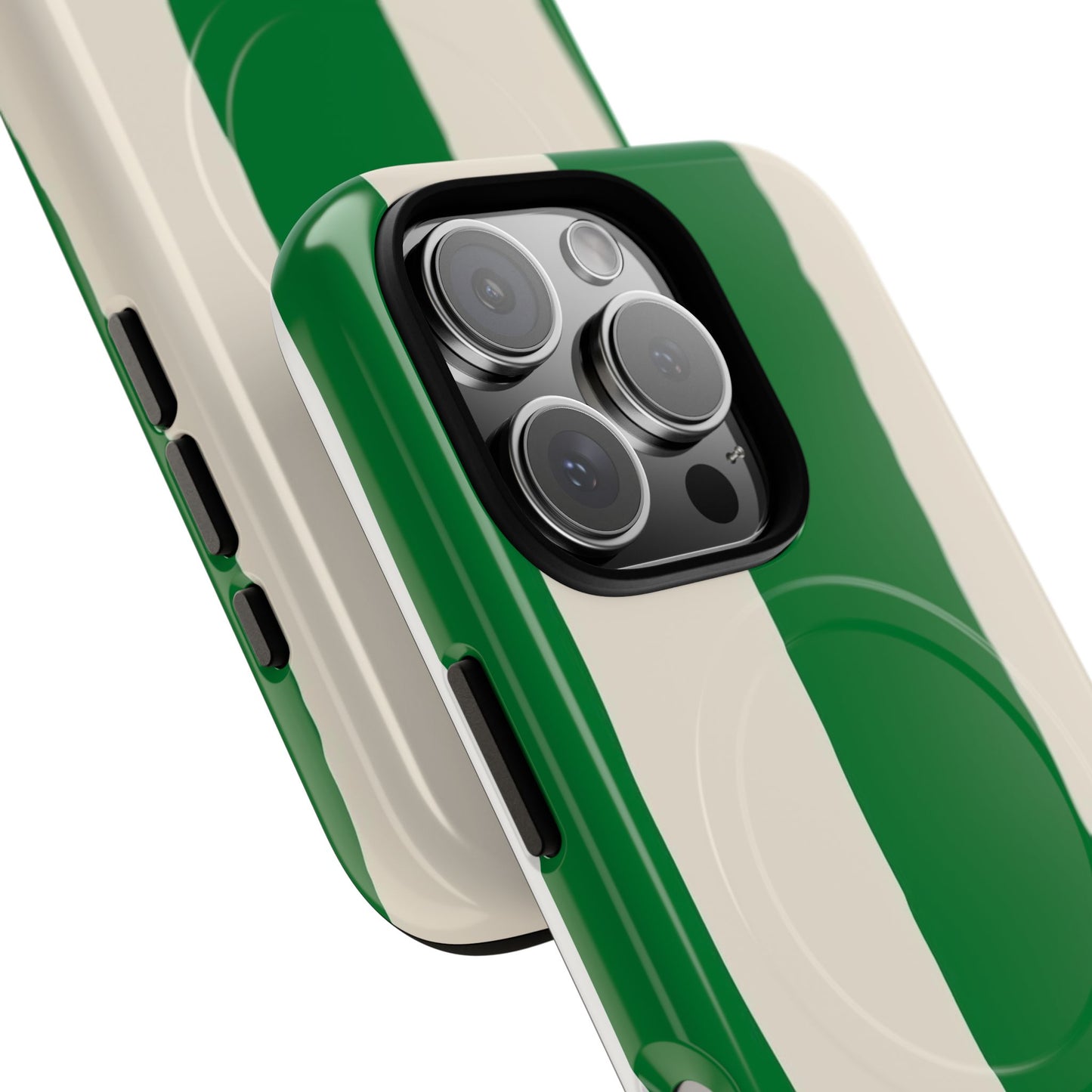 Green Stripe Tough Magnetic Phone Case — Custom Monogram BBK