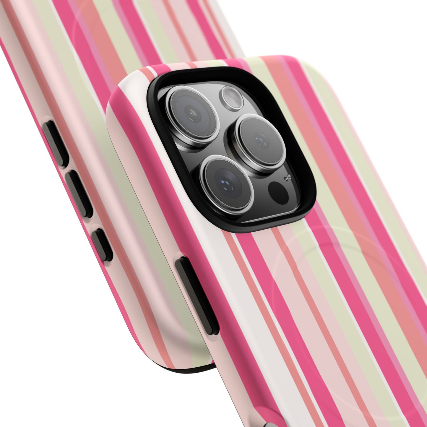 Magnetic Tough Case — Pink Striped Phone Cover (MagSafe Compatible)