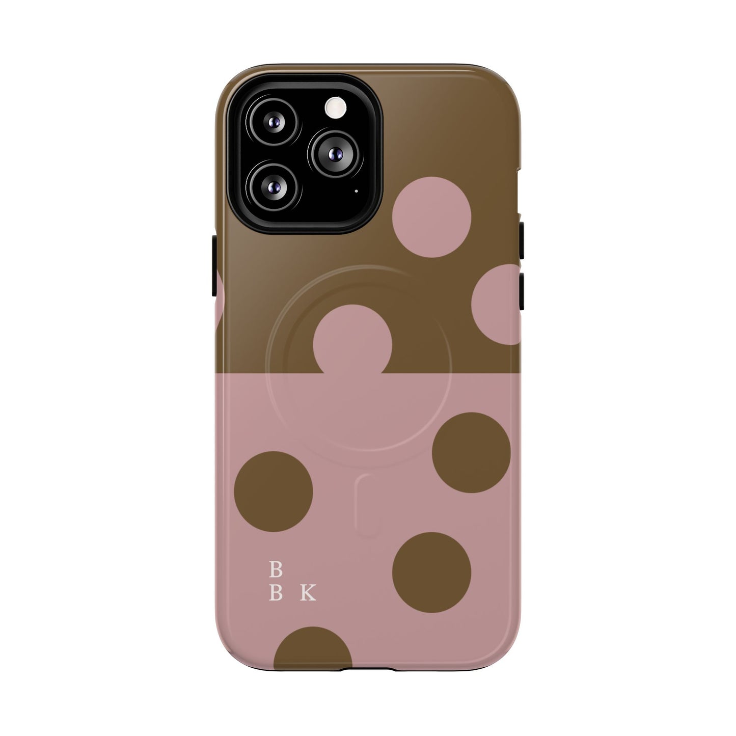 Pink + Yellow Polka Dot Magnetic Tough Case — Protective Magnetic Phone Case with 'BBK' Accent