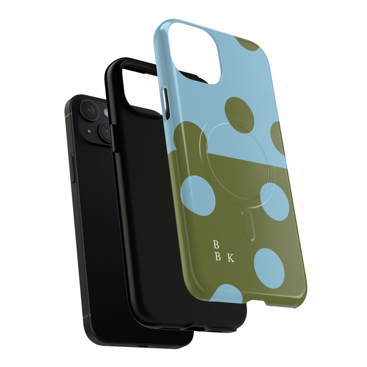Polka Dot Magnetic Phone Case — Blue & Olive Protective Snap-On Cover