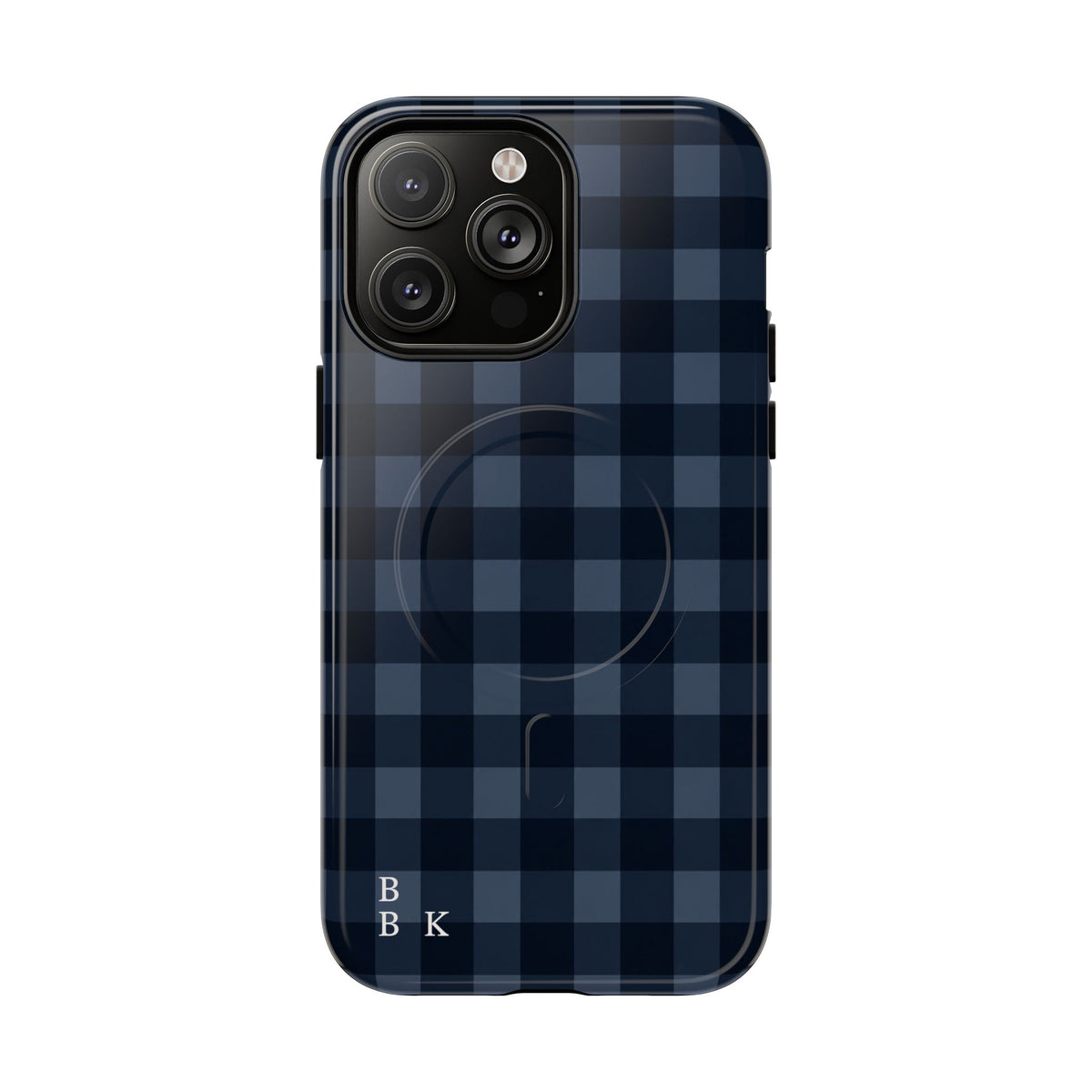 Plaid Magnetic Phone Case — Navy Buffalo Check Tough MagSafe-Compatible Case