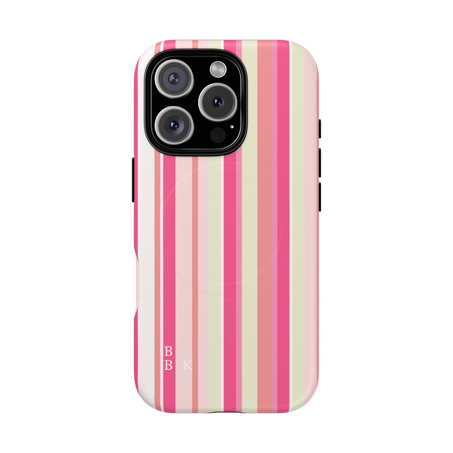 Magnetic Tough Case — Pink Striped Phone Cover (MagSafe Compatible)