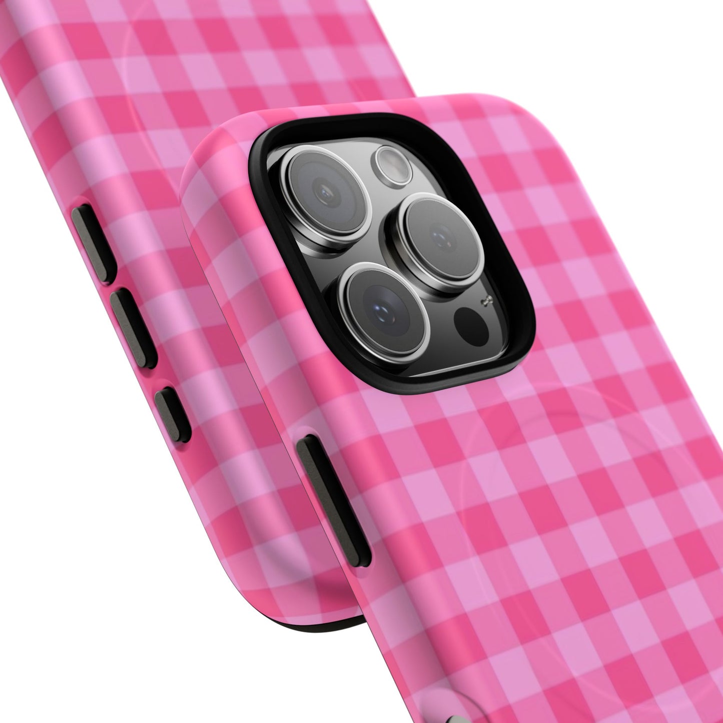 Pink Gingham Tough Magnetic Phone Case – Durable Checkered Design