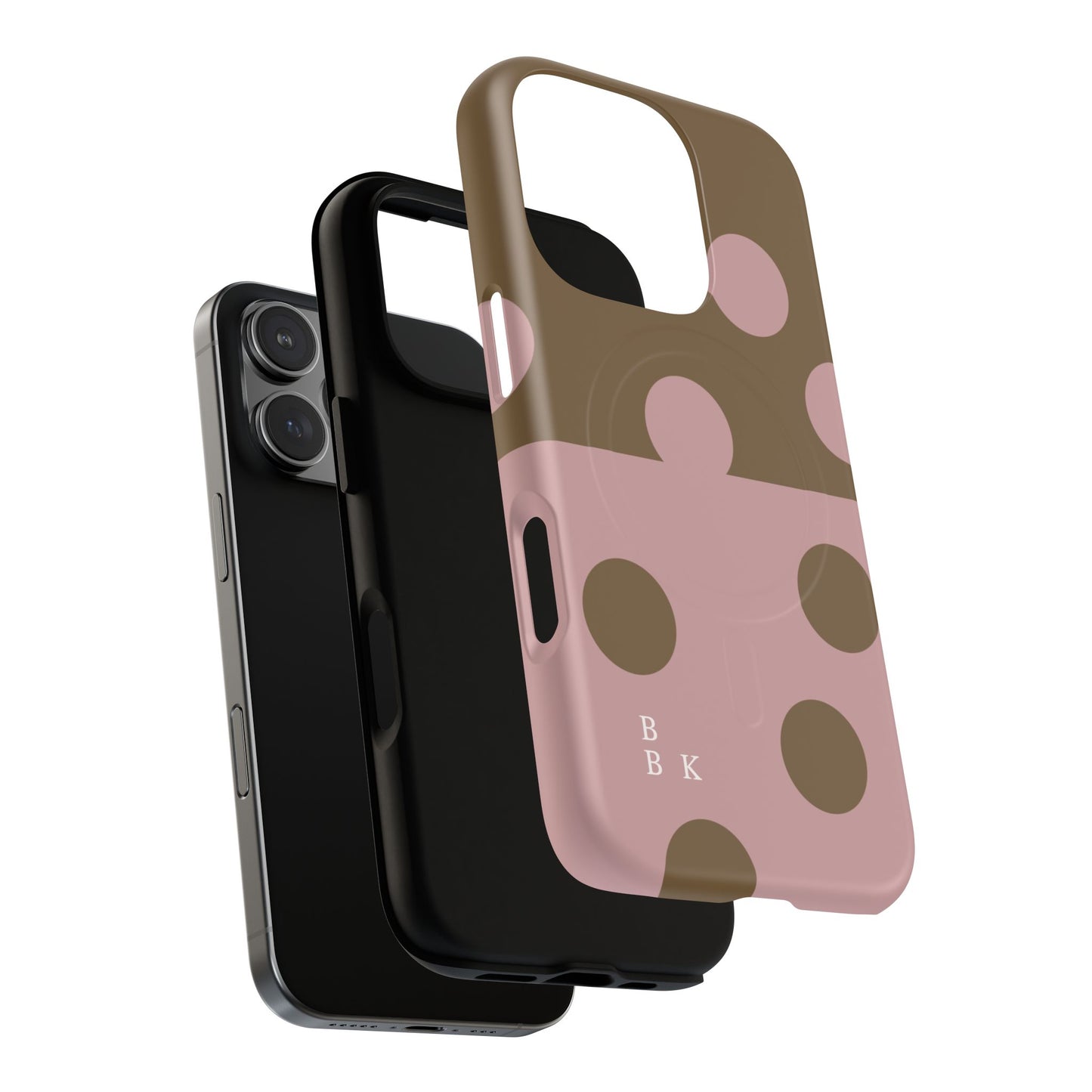 Pink + Yellow Polka Dot Magnetic Tough Case — Protective Magnetic Phone Case with 'BBK' Accent