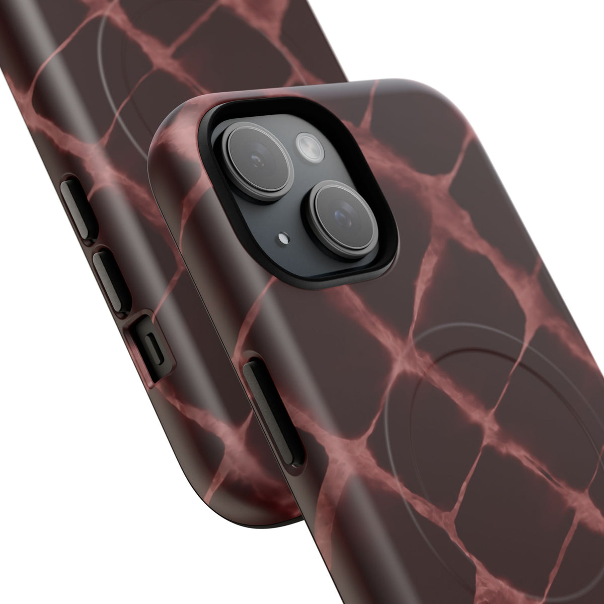 Magnetic Phone Case — Burgundy Marble Tough Protective Cover
